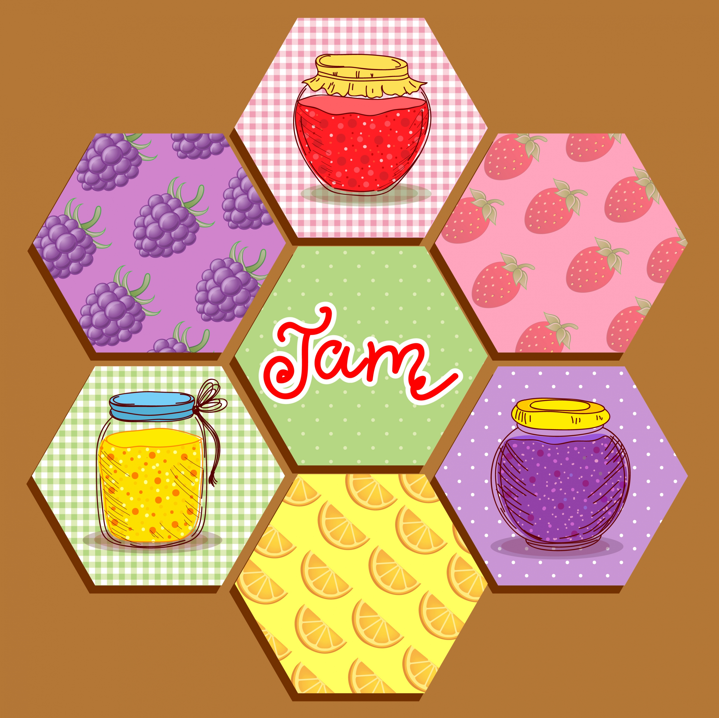 fruit jam background polygon decor various multicolored design