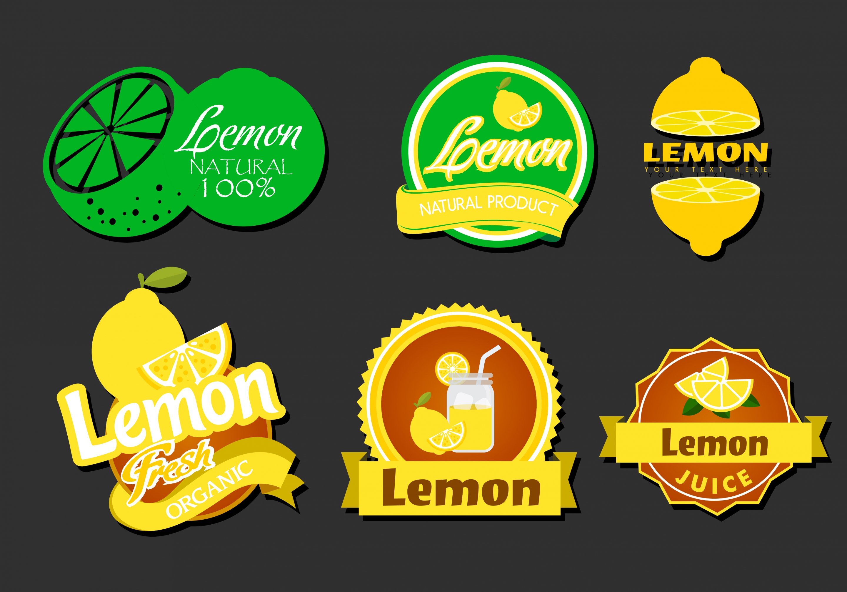 lemon logotypes various colored shapes isolation