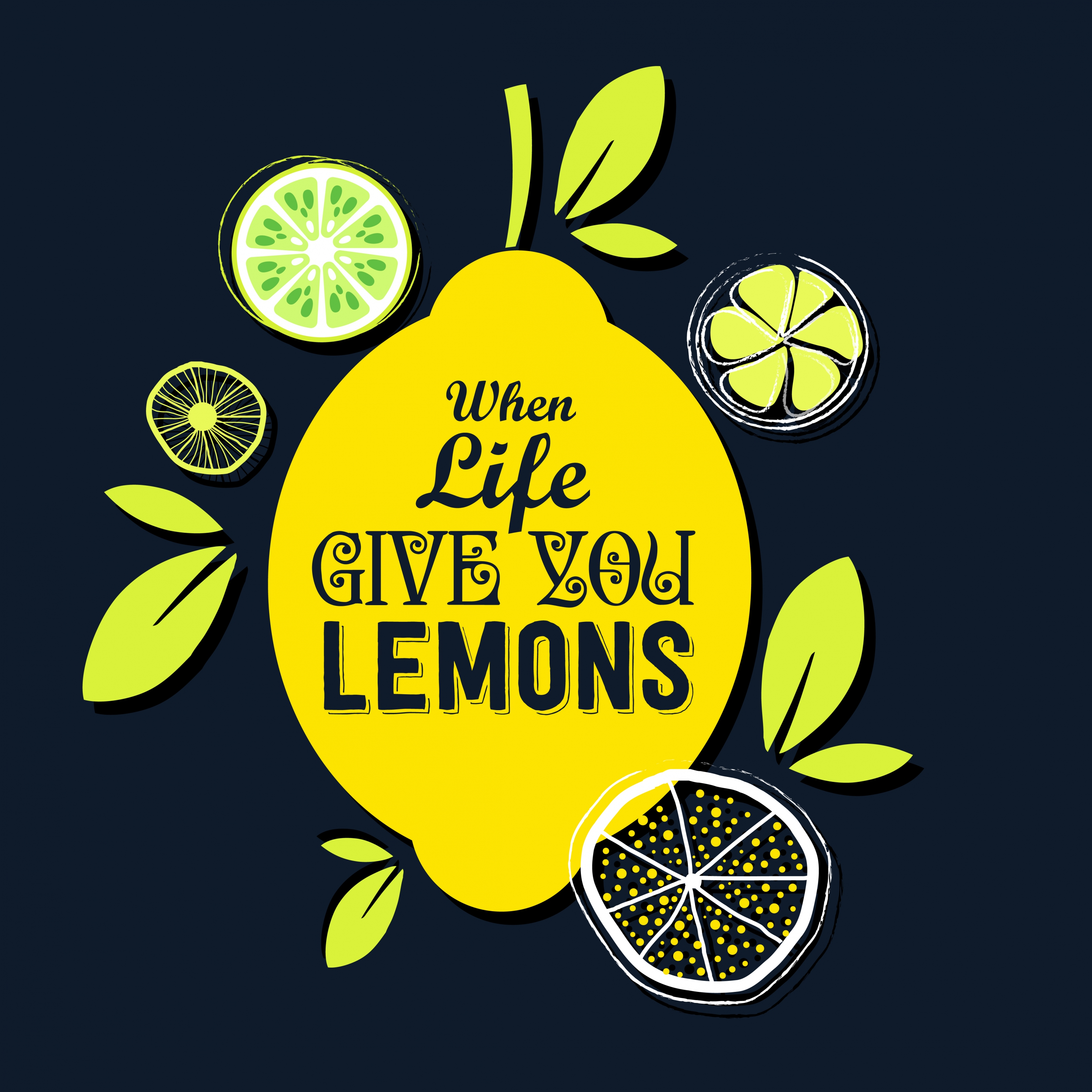 lemon fruit advertising slice icons handdrawn decor