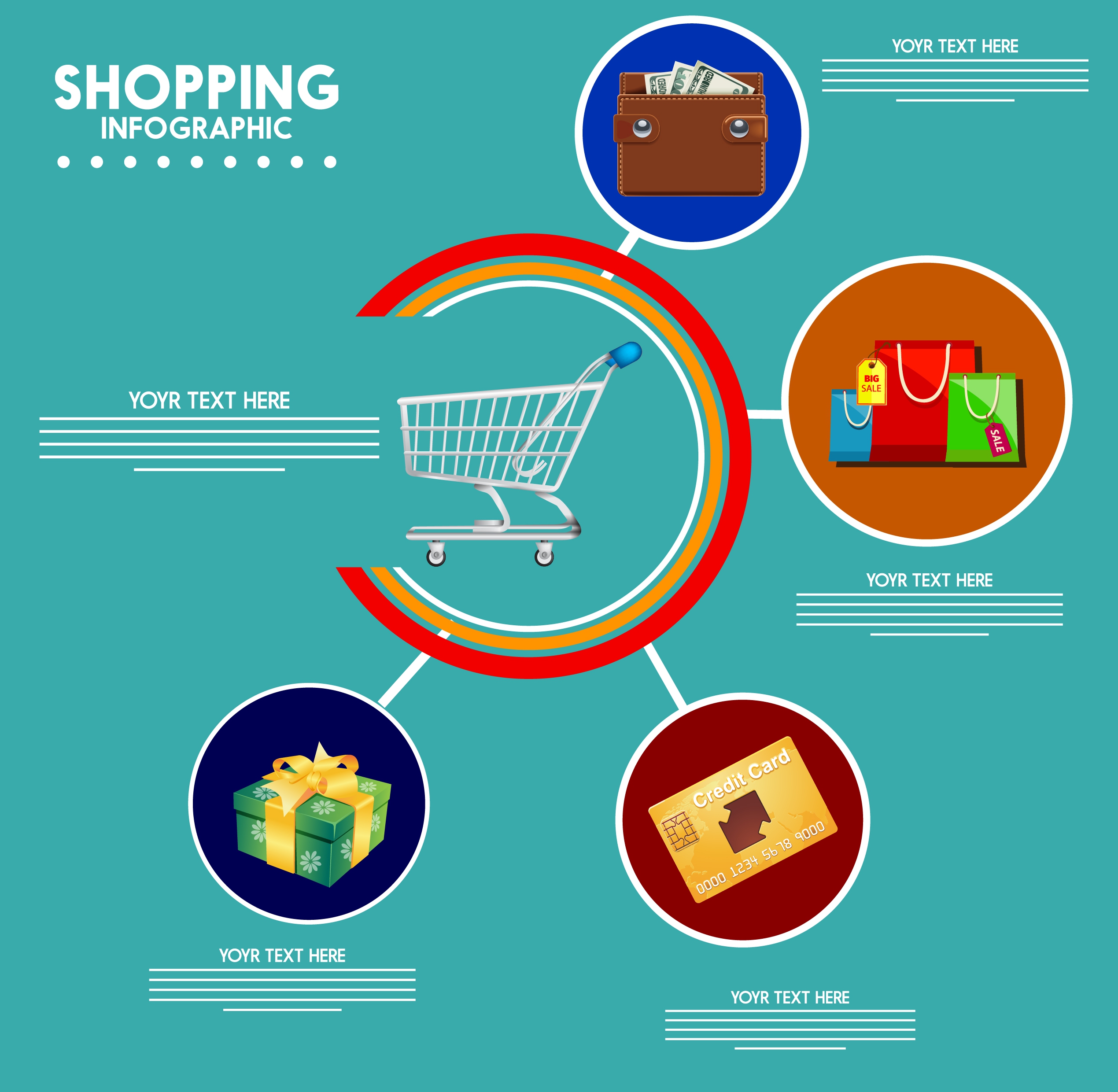 shopping infographic trolley shopping design elements decor