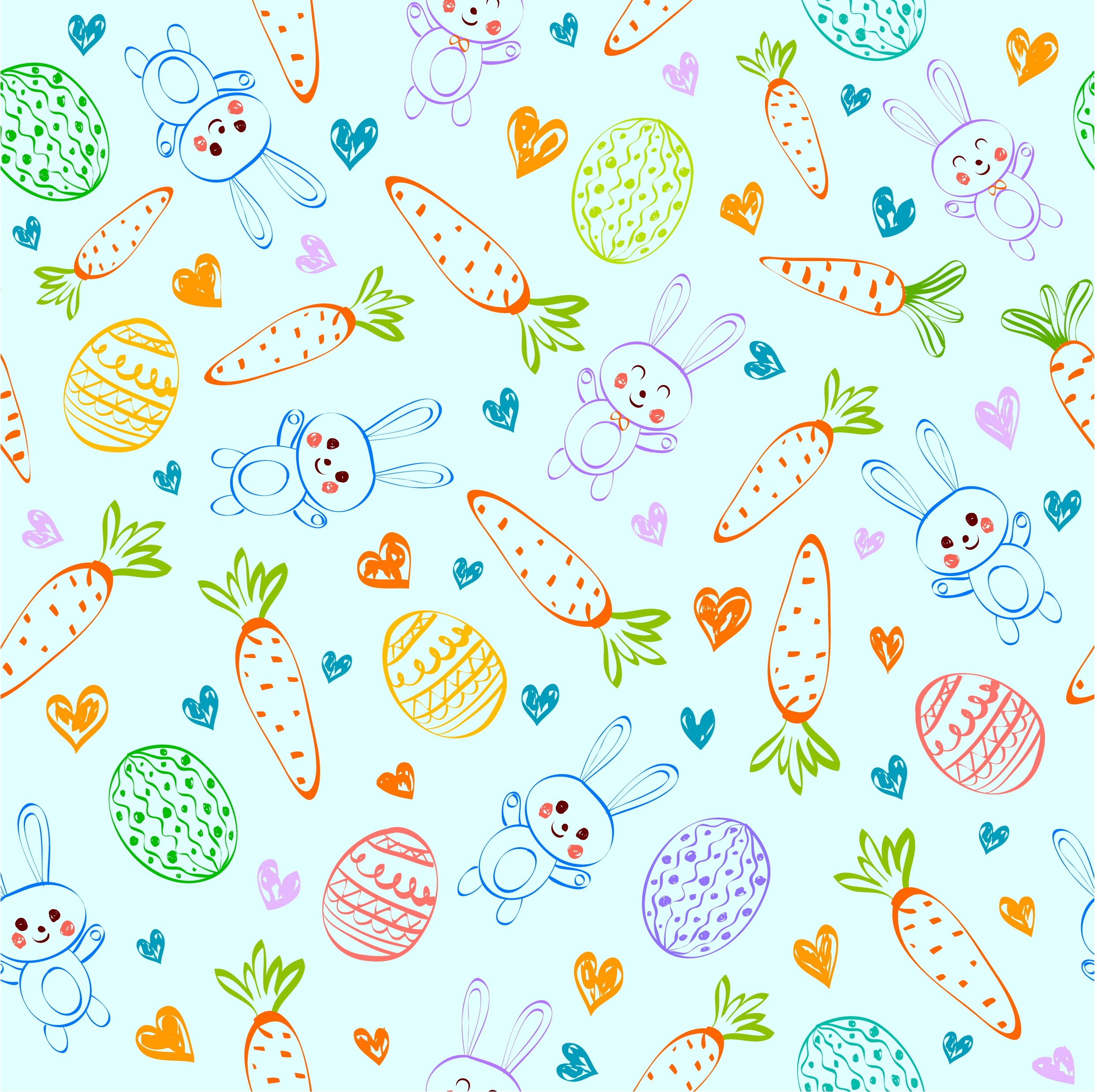 easter background carrot bunny egg icons repeating sketch