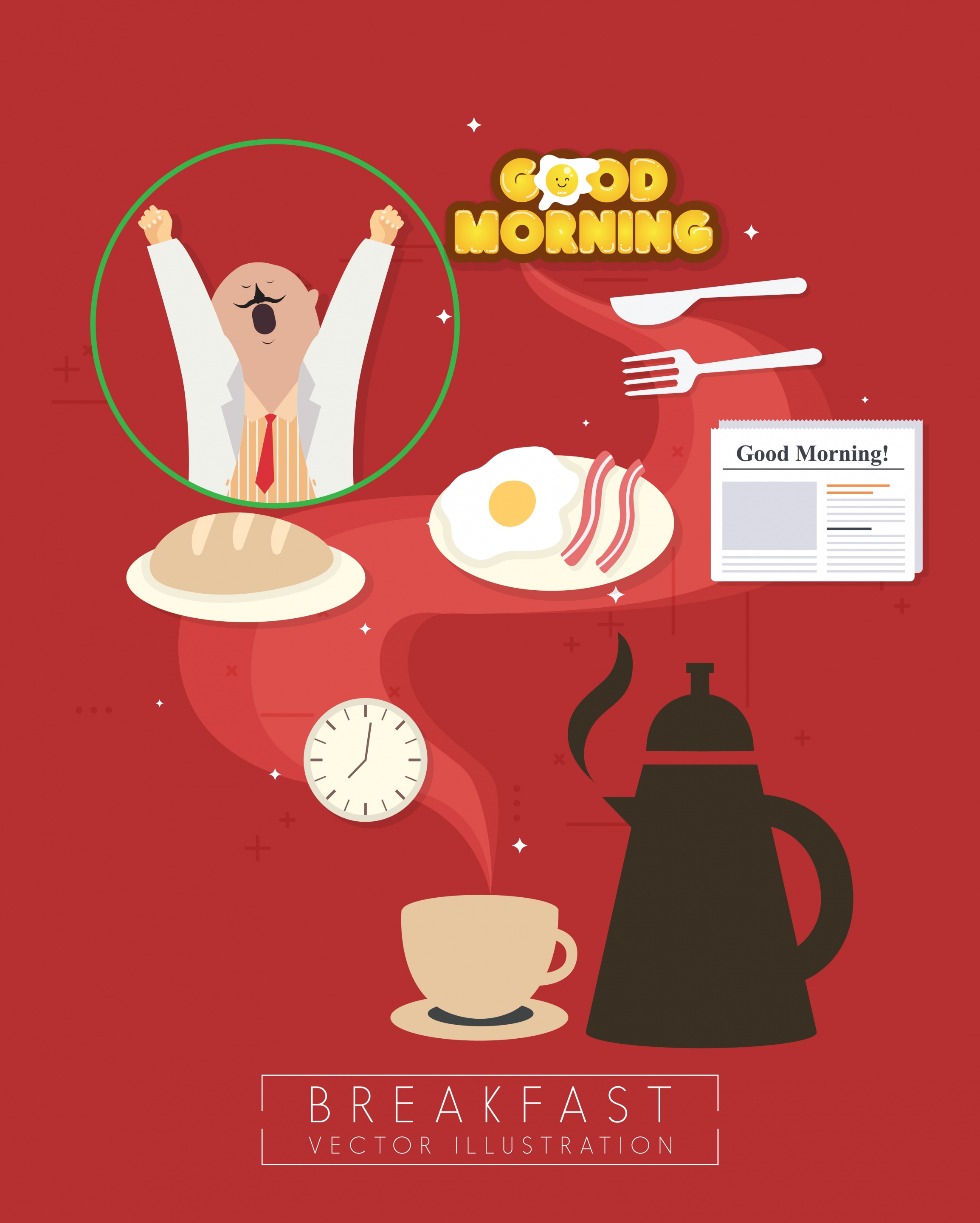 breakfast design elements various colored symbols