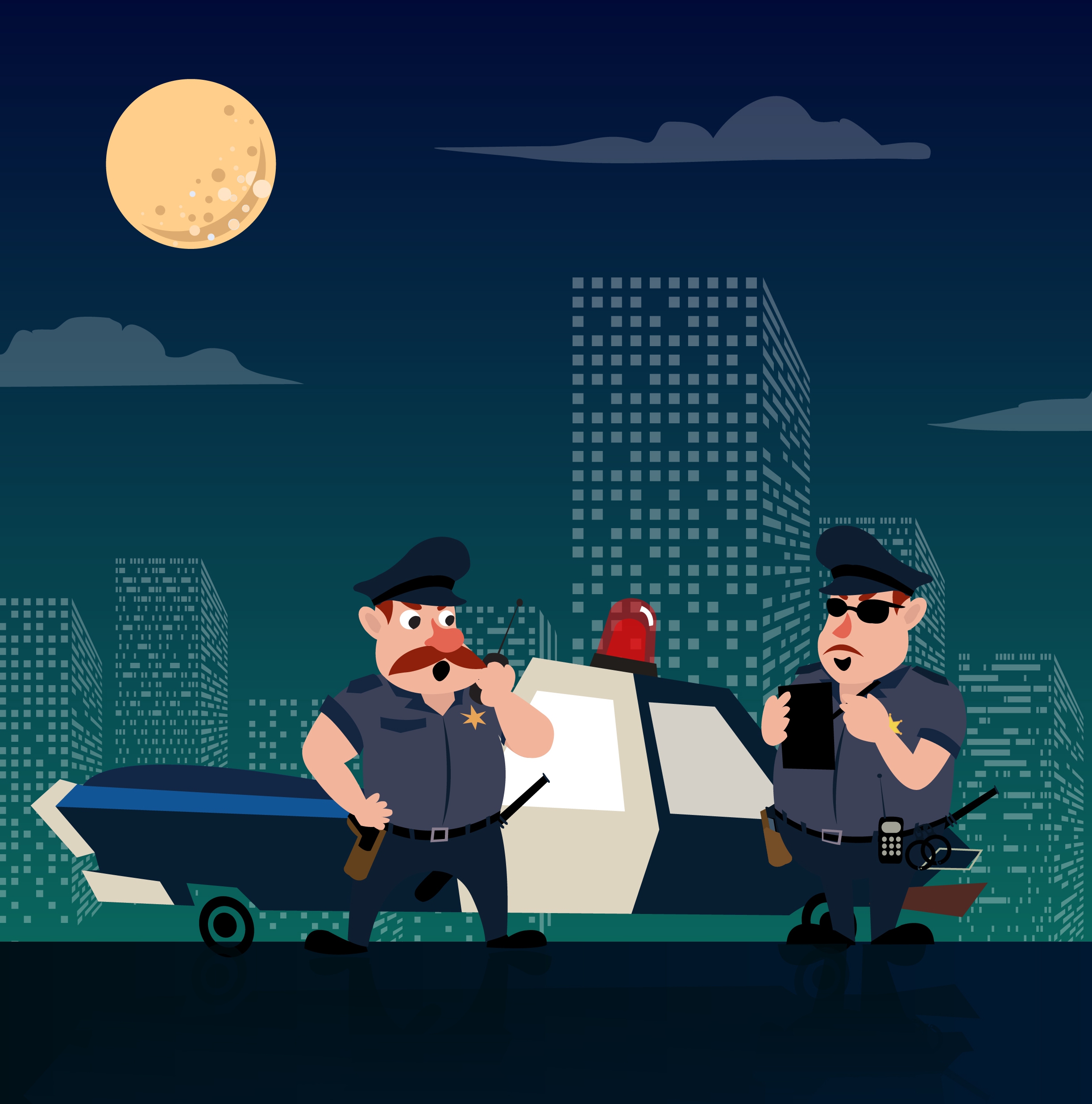 policeman icons colored cartoon design