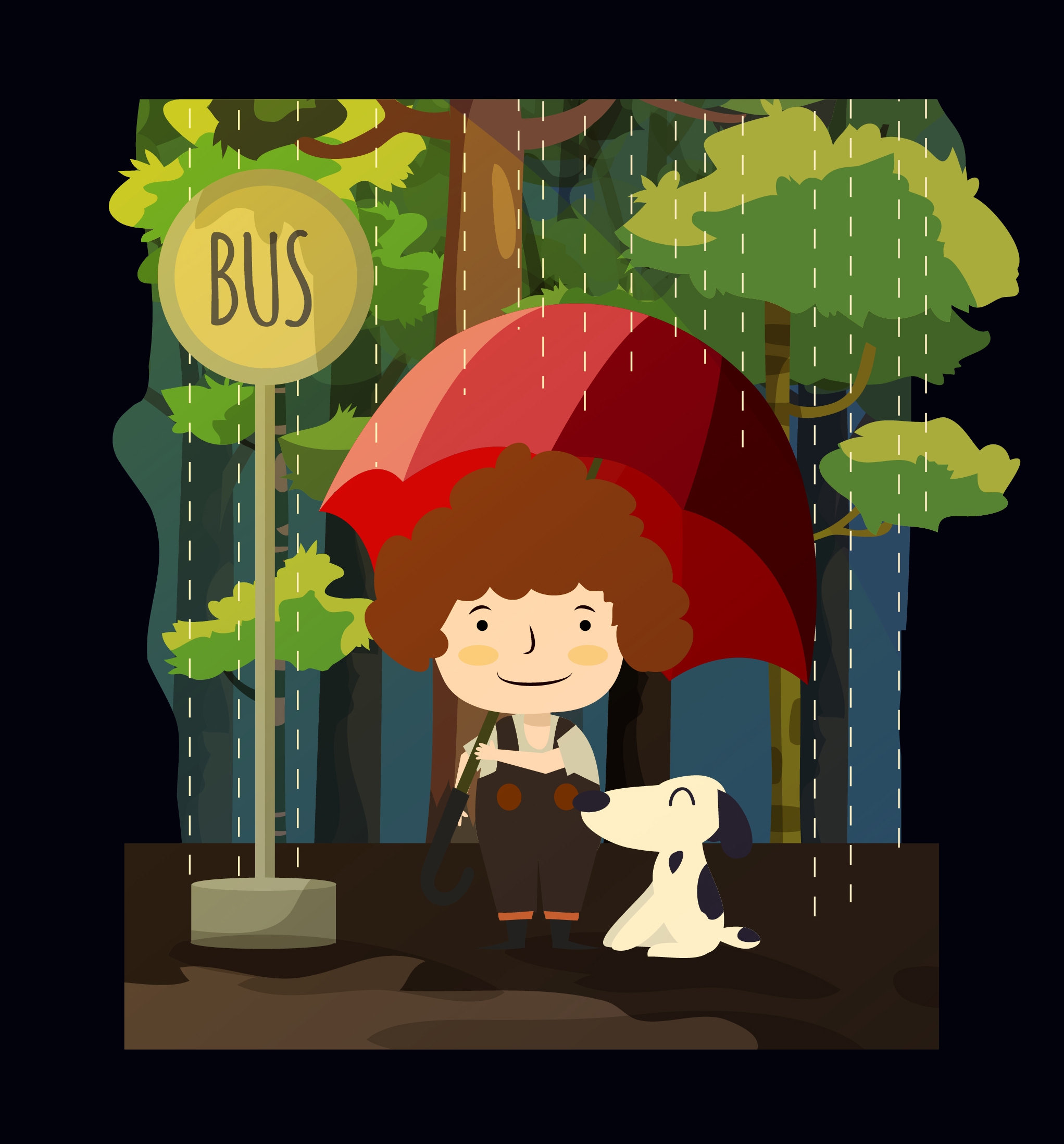 weather background rain kid umbrella dog icons