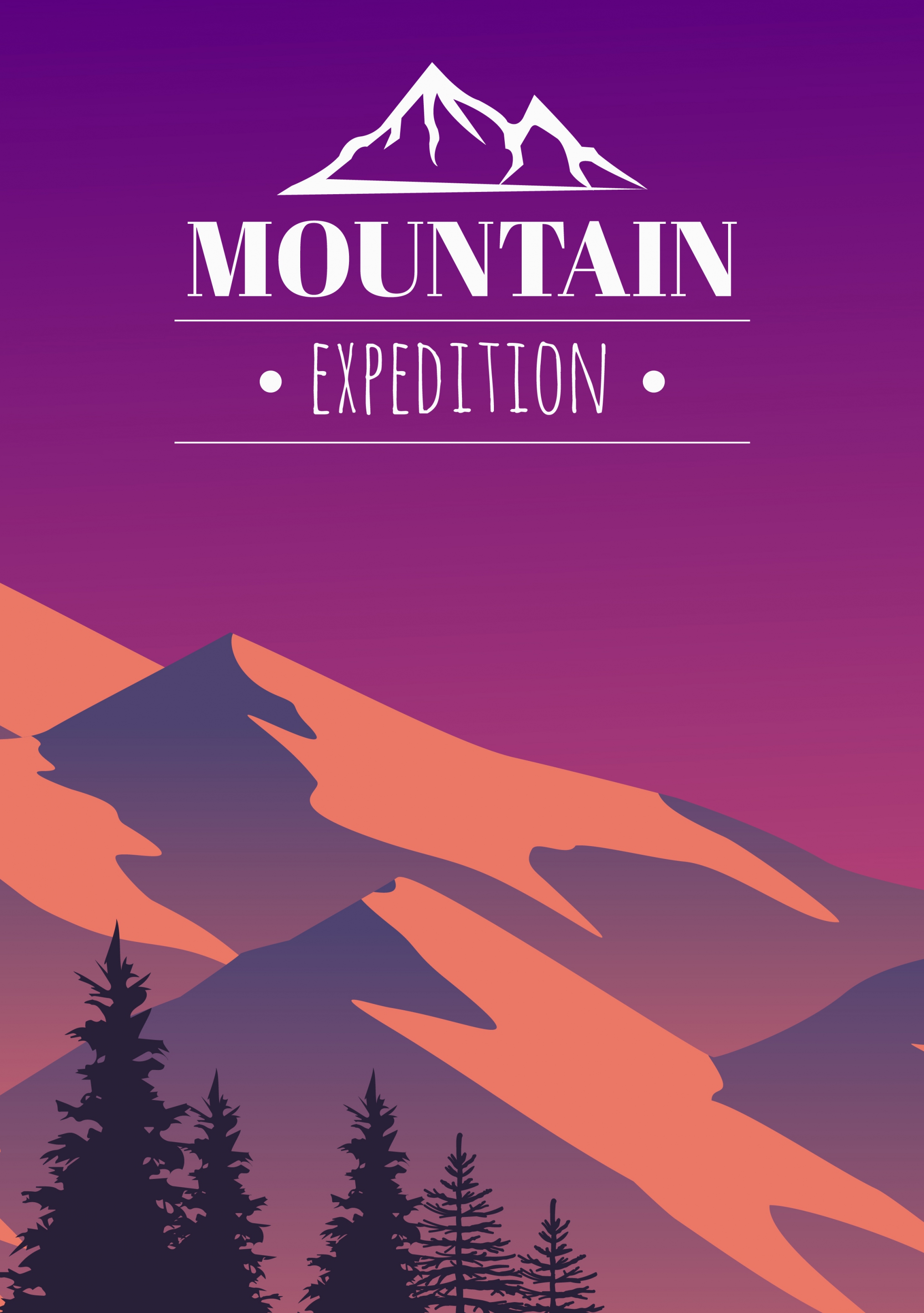 mountain exploring tour advertising dark violet design