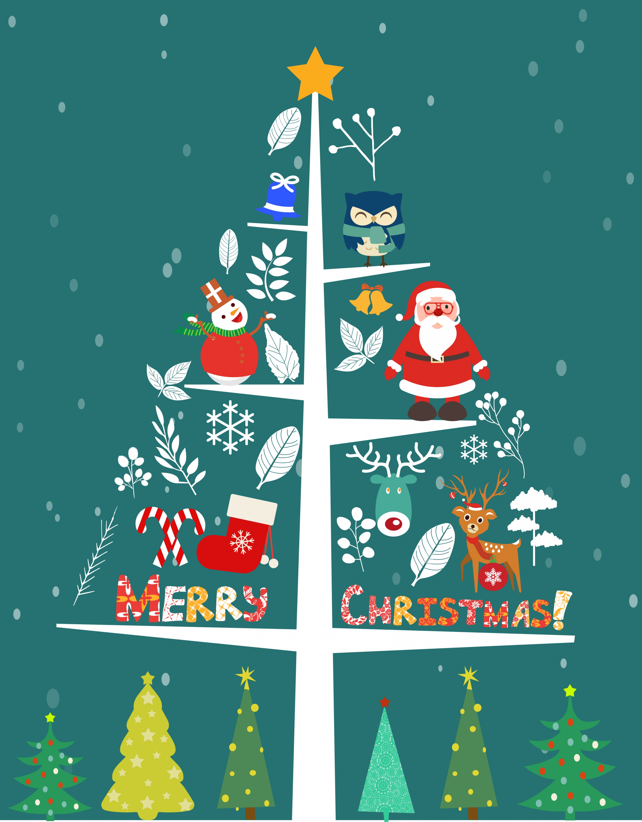 christmas tree icon various gifts decoration flat design