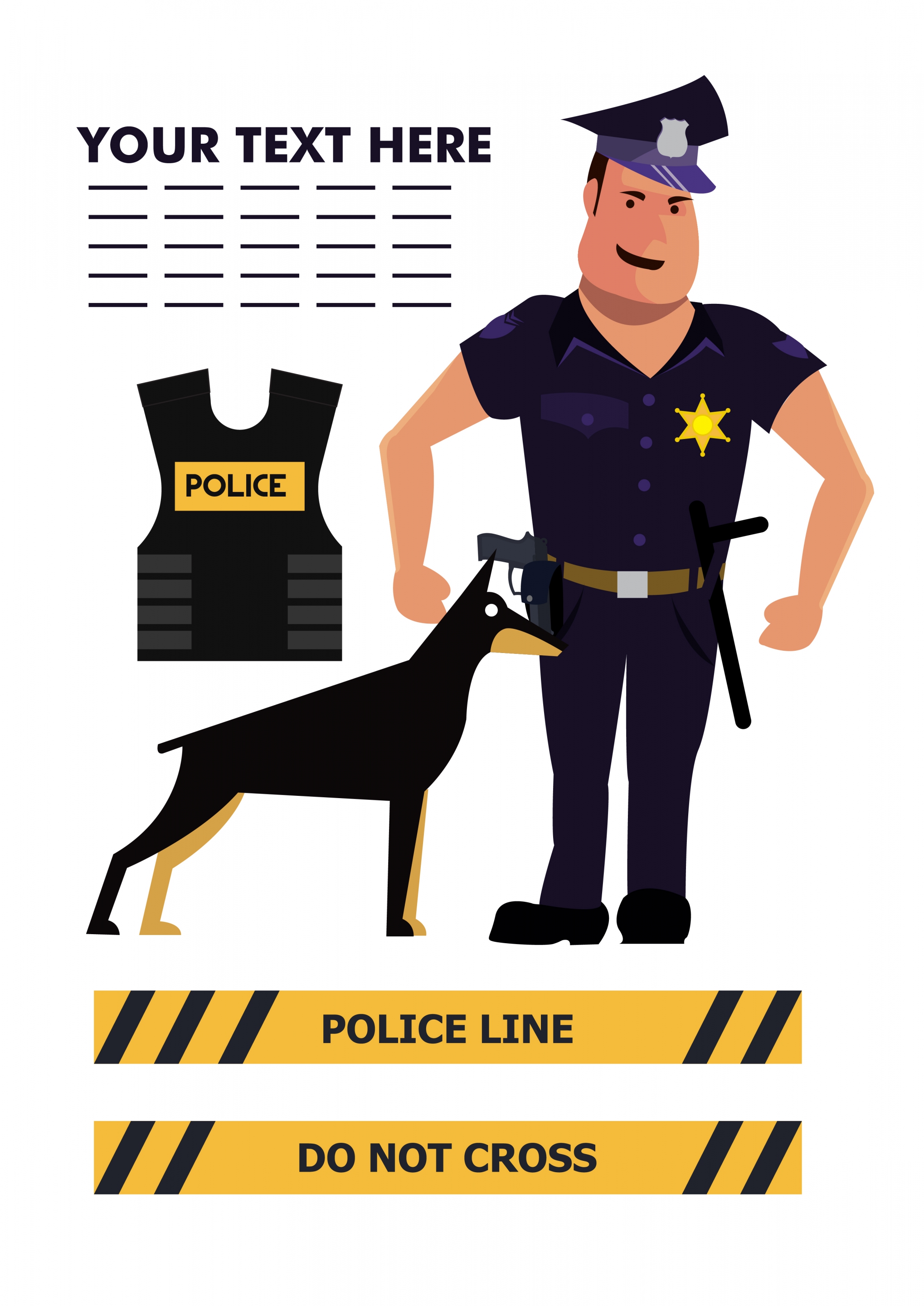 police design elements man dog tools icons