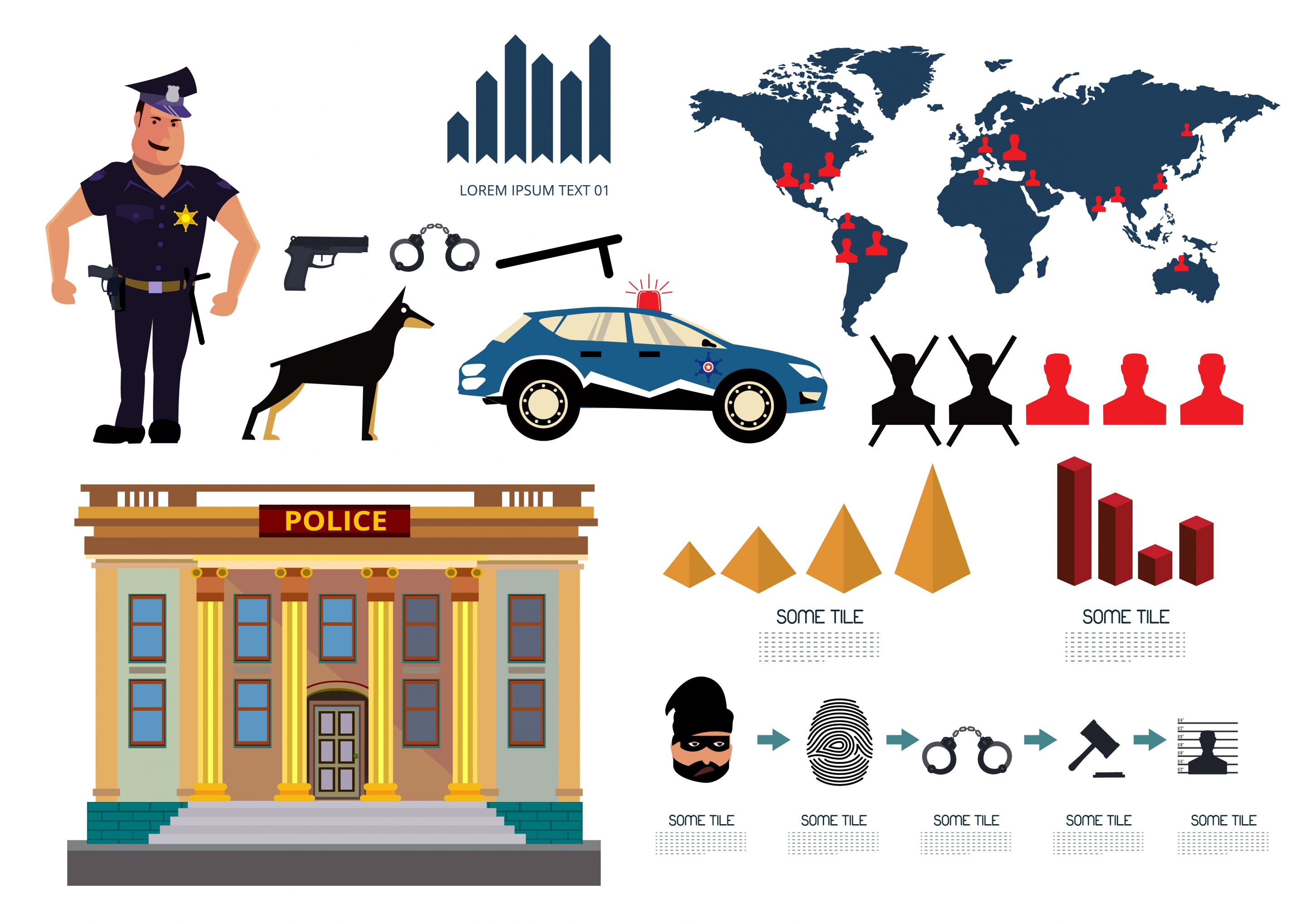 police job design elements various symbols isolation