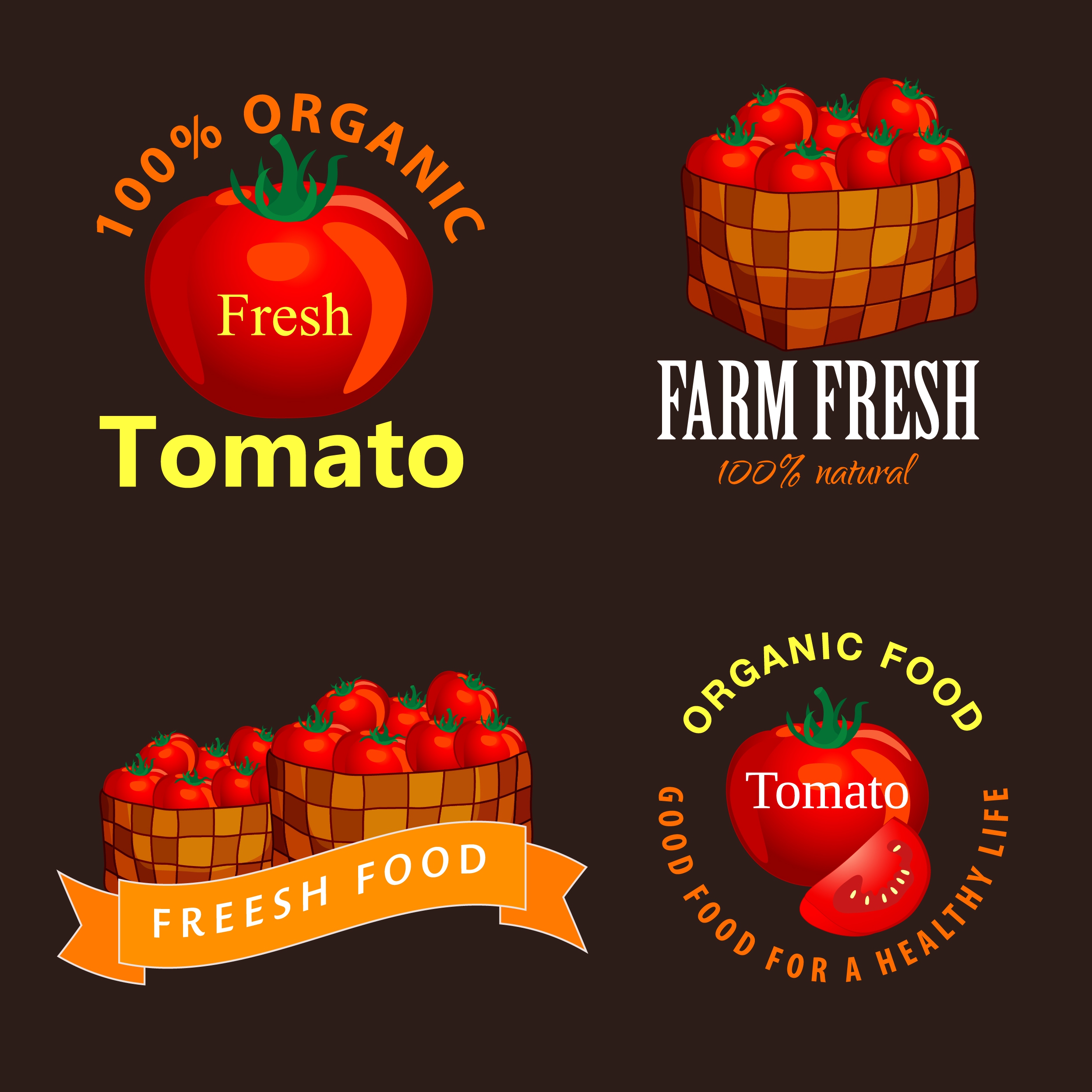 tomato logotypes collection shiny dark red design