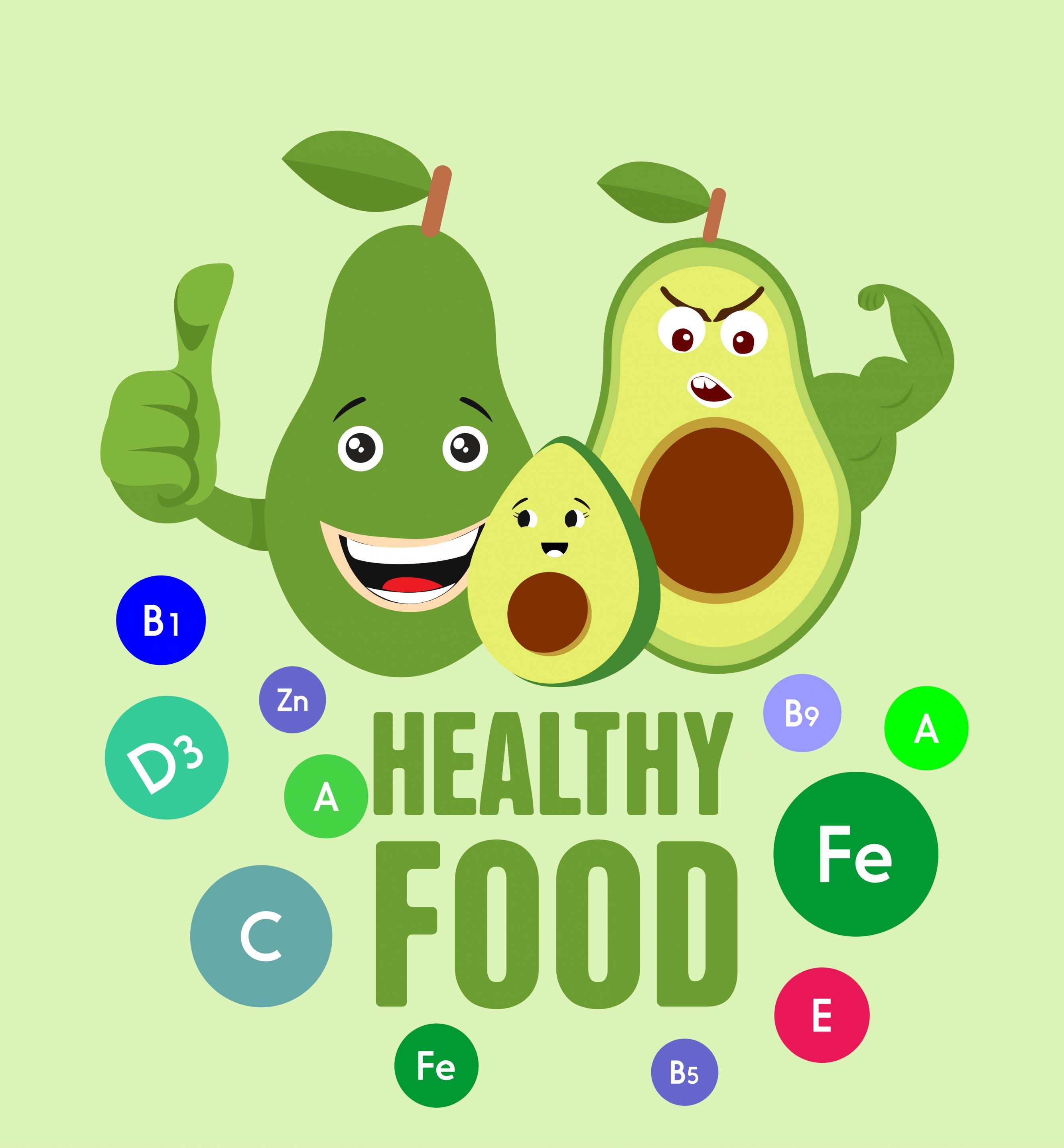 food banner funny stylized avocado icons decoration