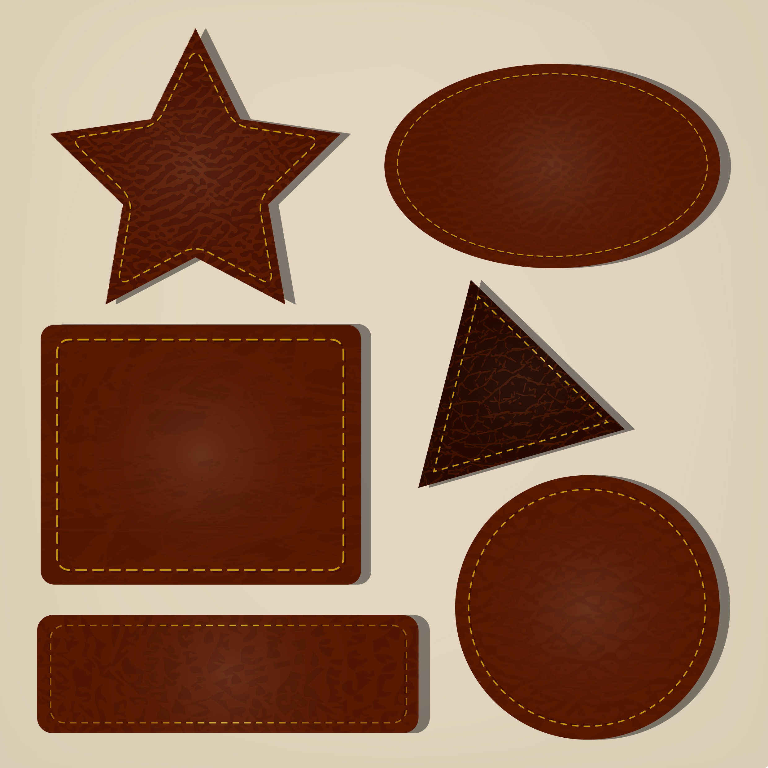 geometric icons collection brown leather pattern decoration