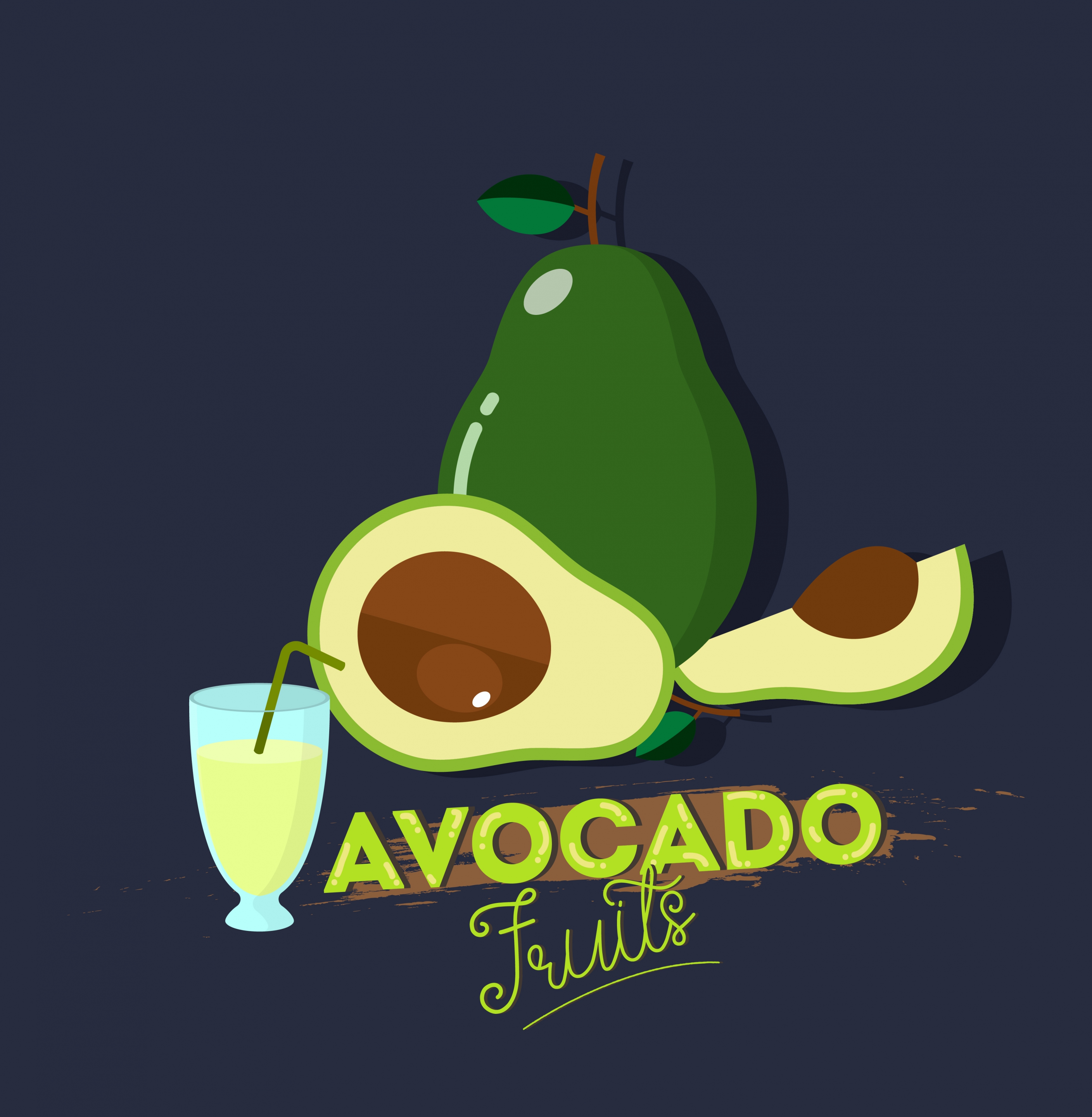 avocado fruit advertisement juice icon calligraphy design