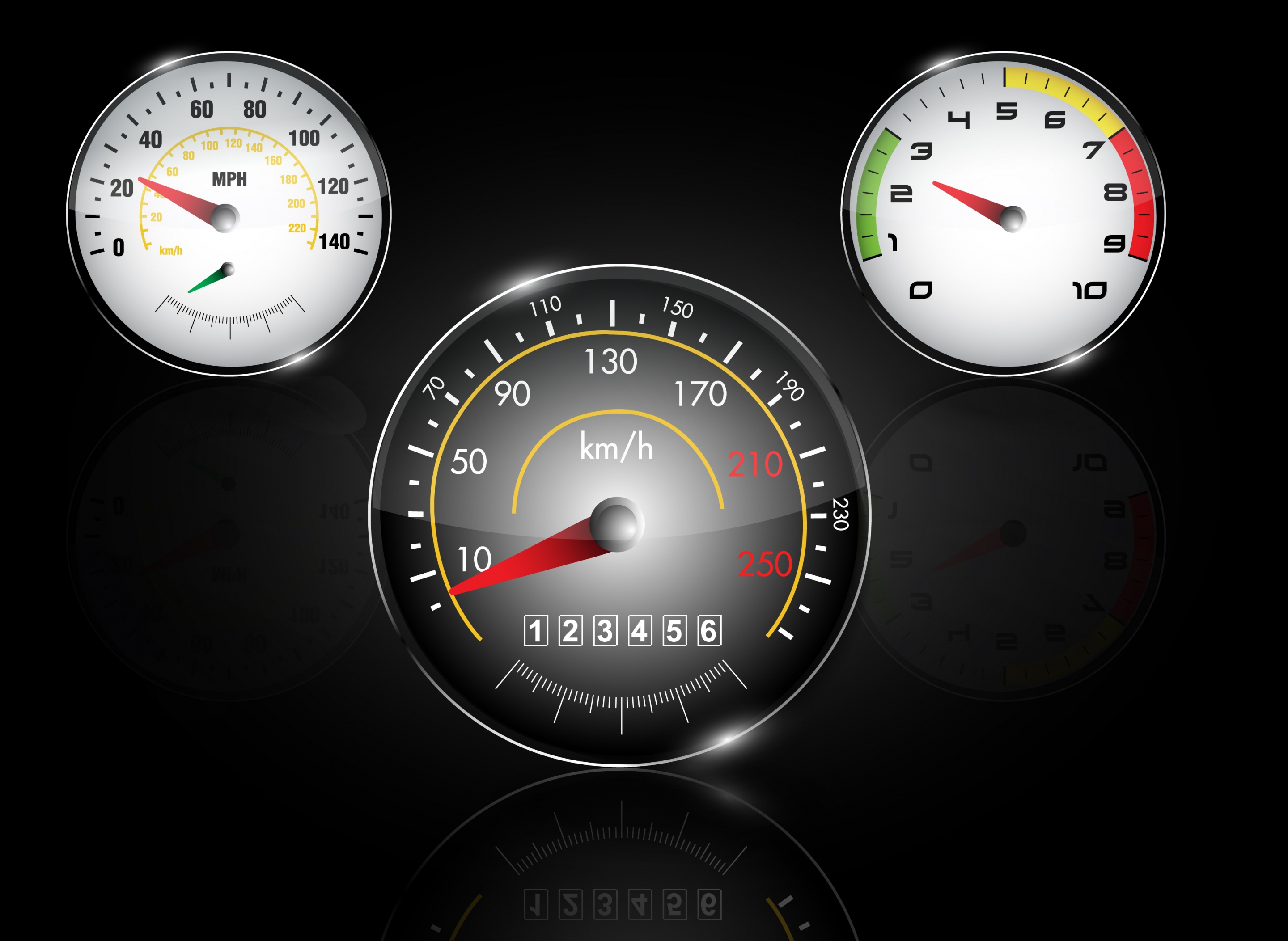 speedometer icons shiny flat round design