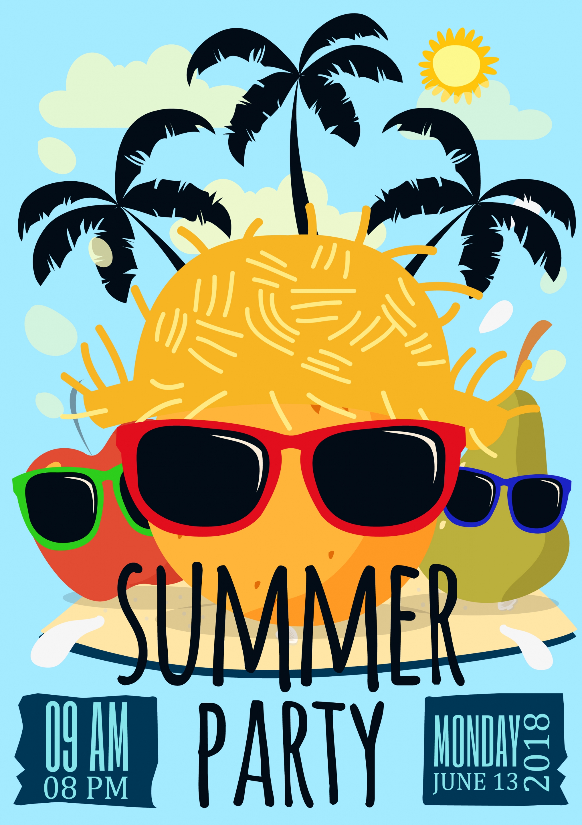 summer party banner funny design tropical style