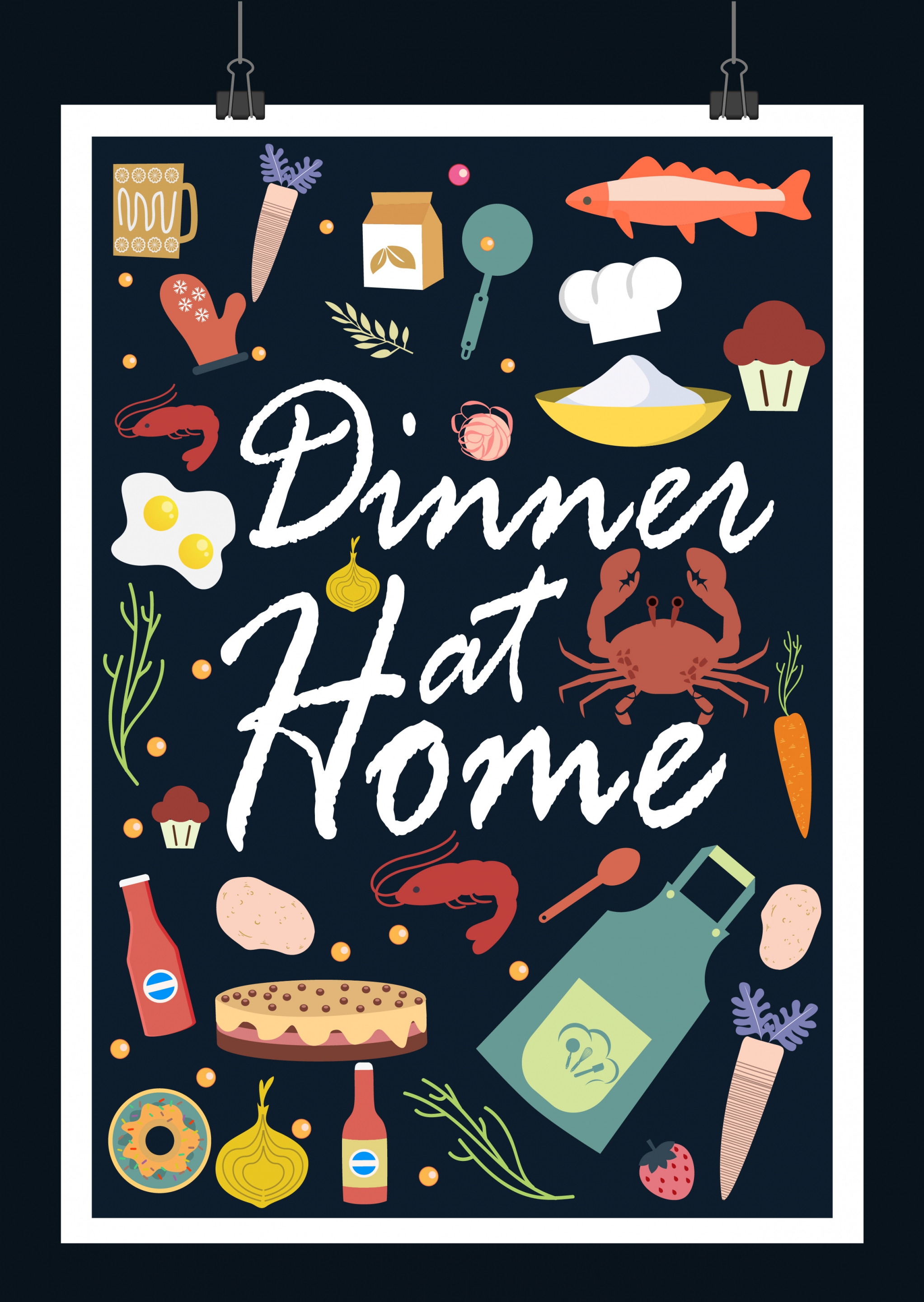 dinner background various ingredient icons decoration