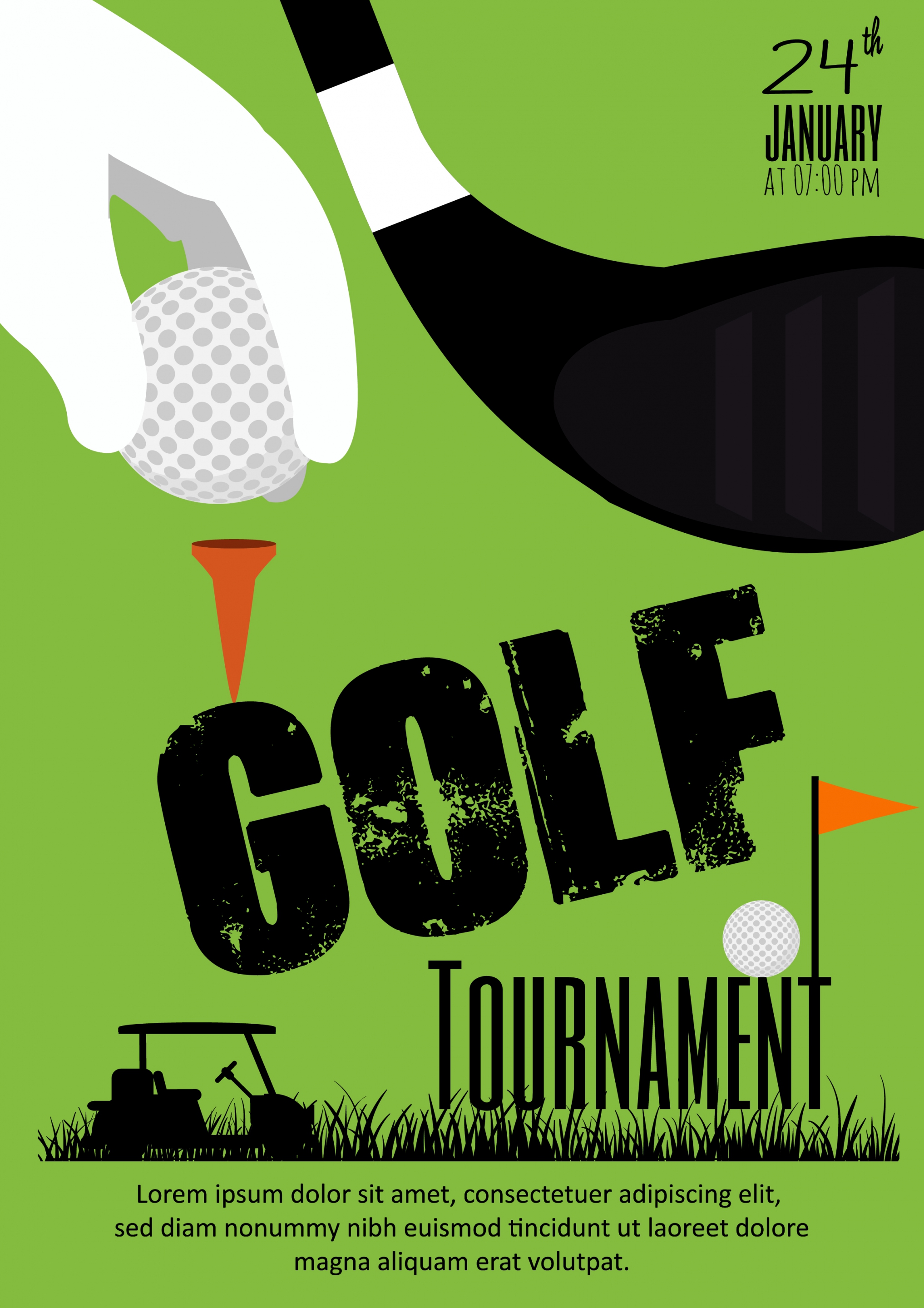 golf tournament banner green design hand ball icons