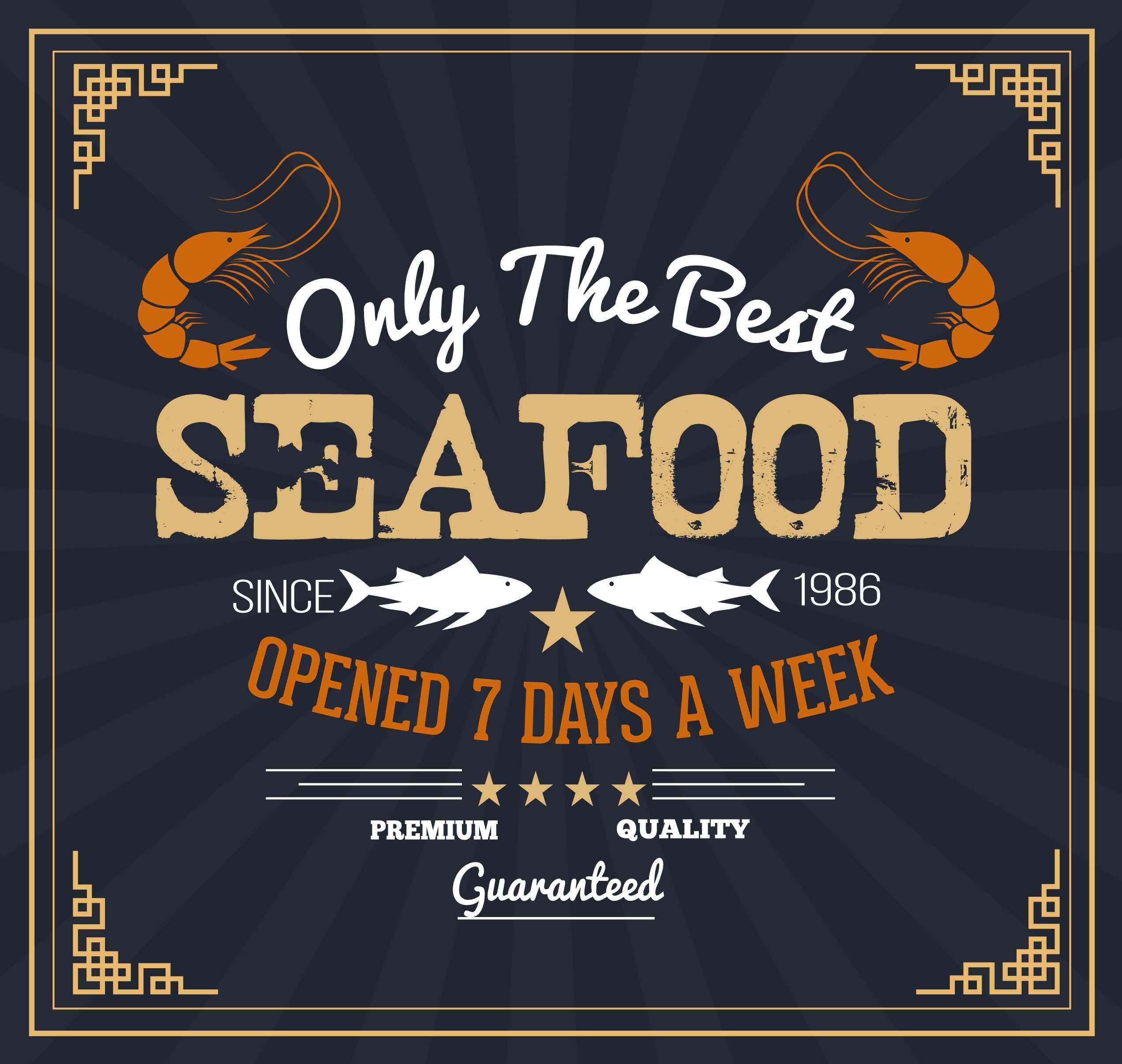 seafood banner template shrimp fish icons classical design