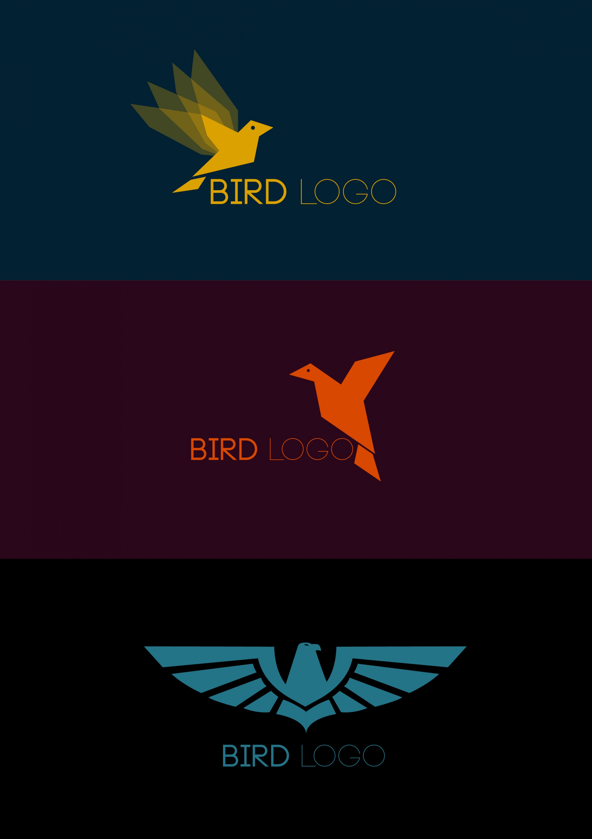 bird logo sets dark colored flat design