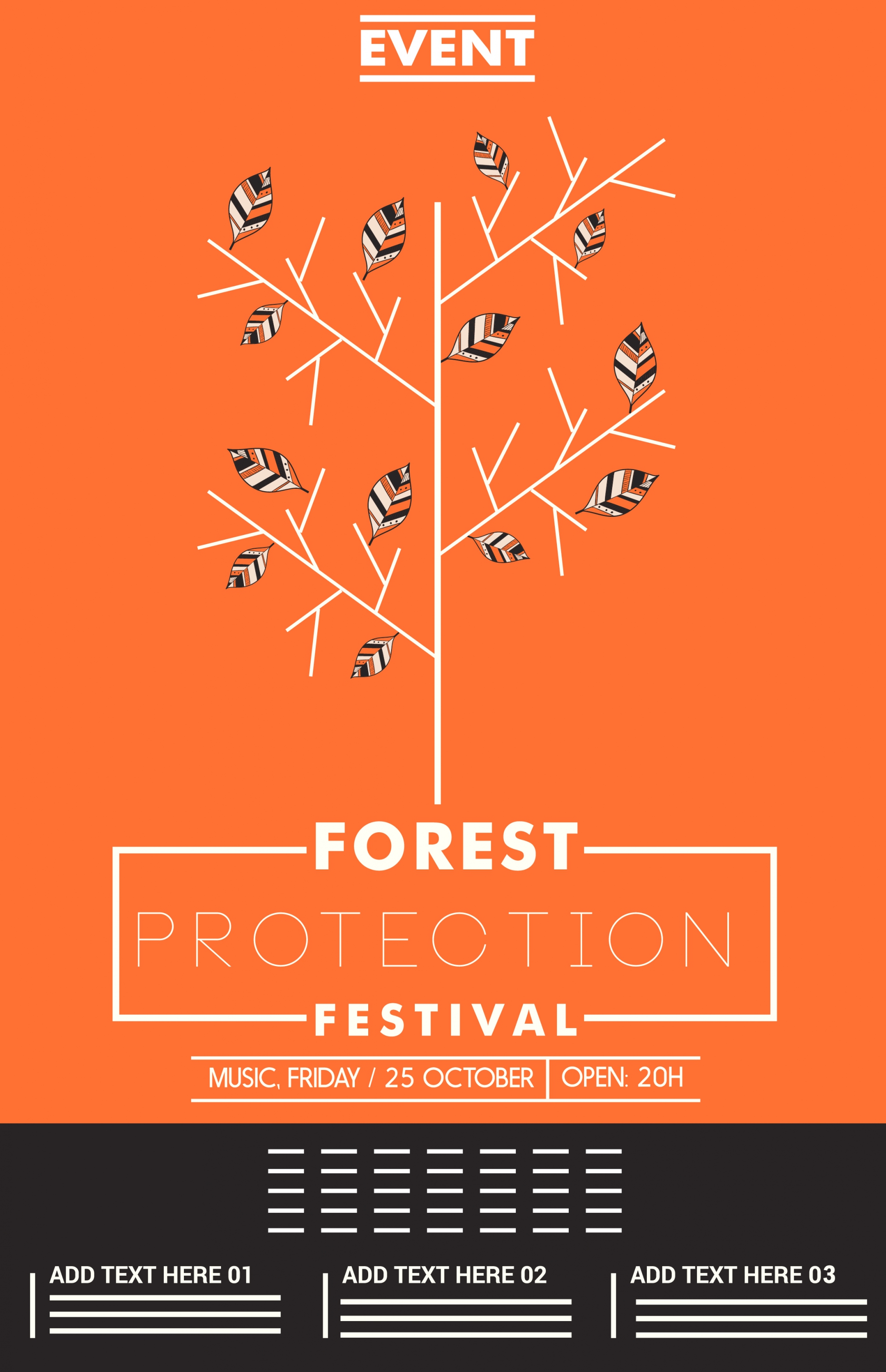 forest protection poster orange design trees icon decoration