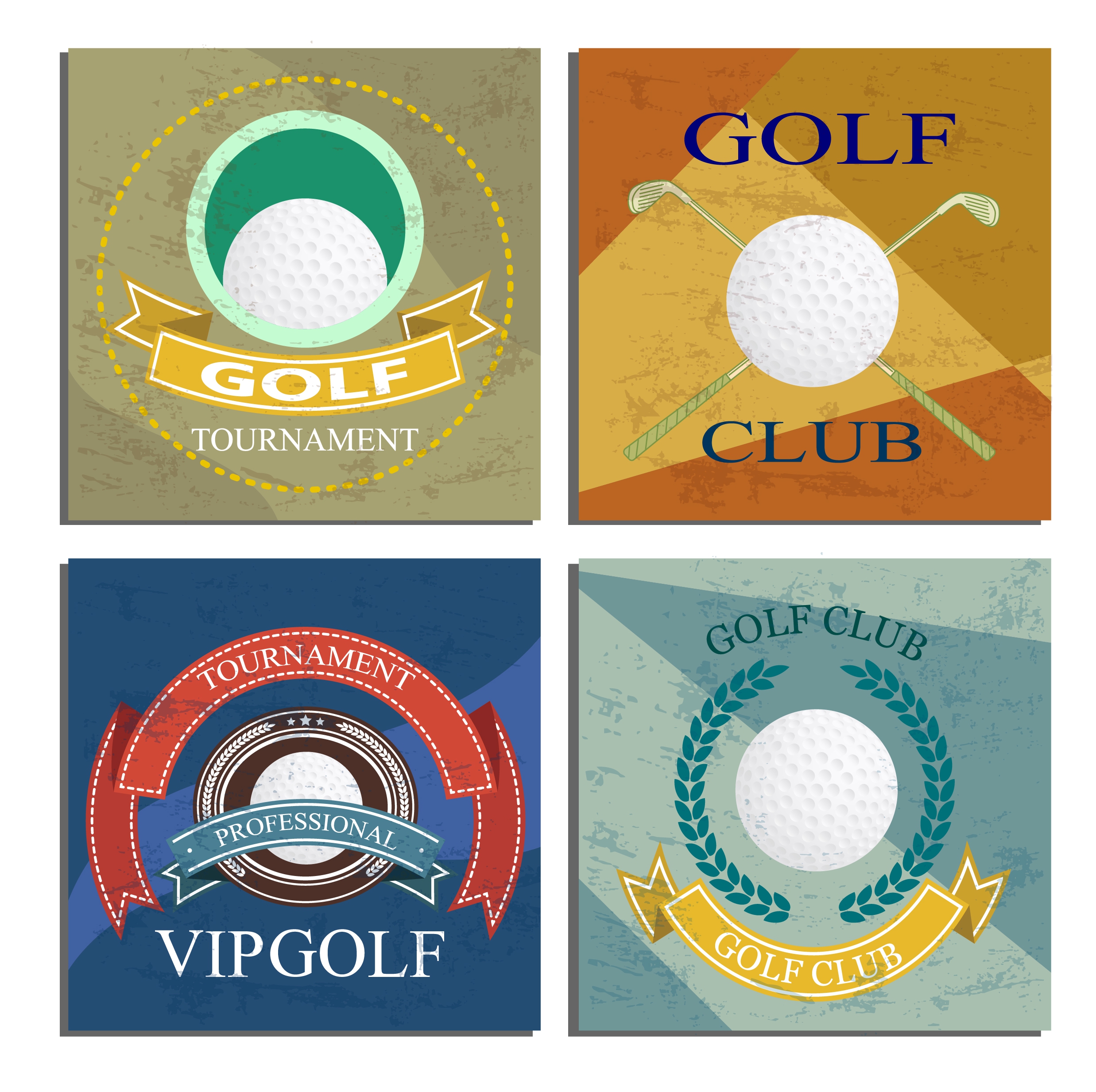 golf identity sets colored retro design