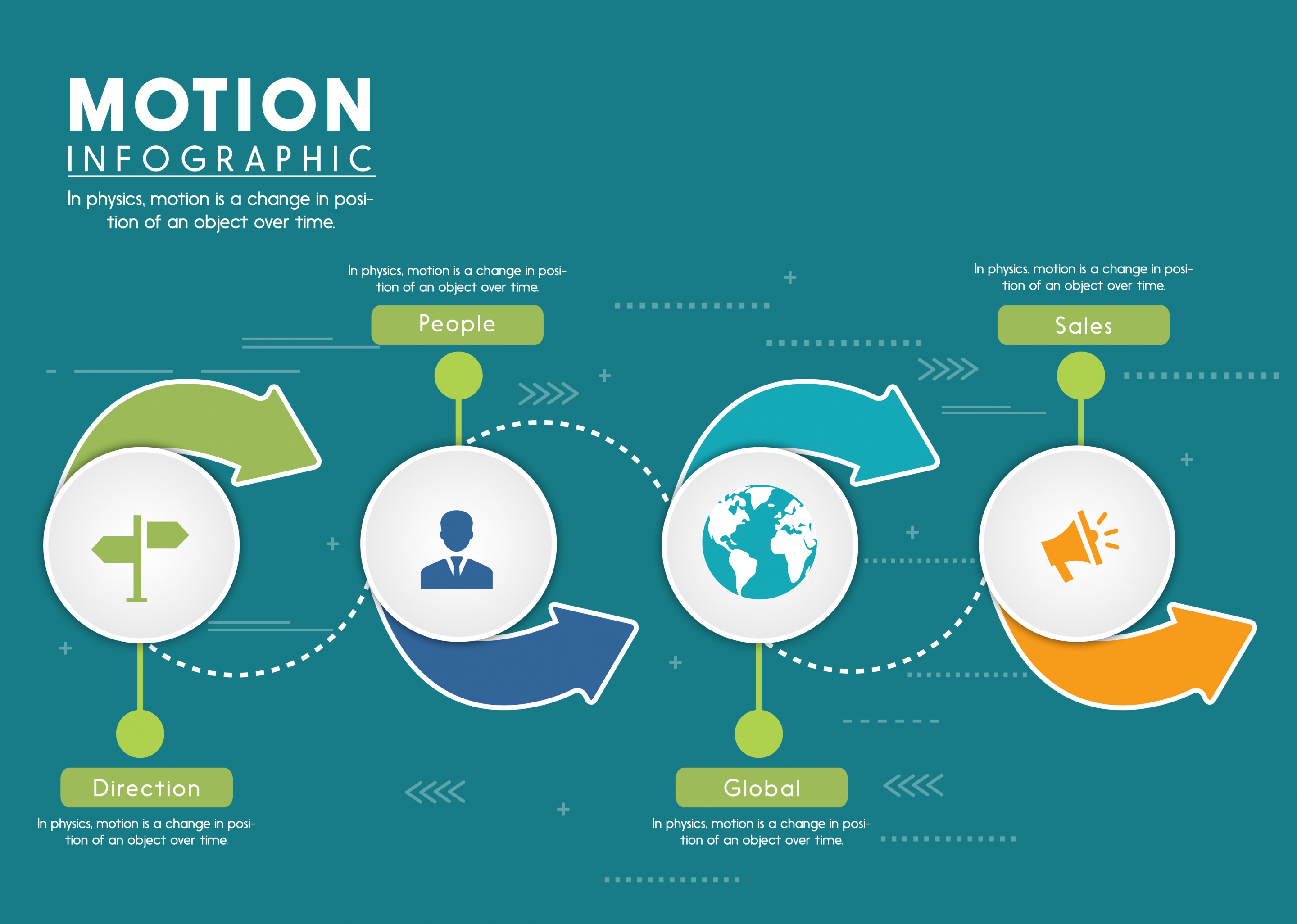 motion infographic flat circles curved arrows decoration