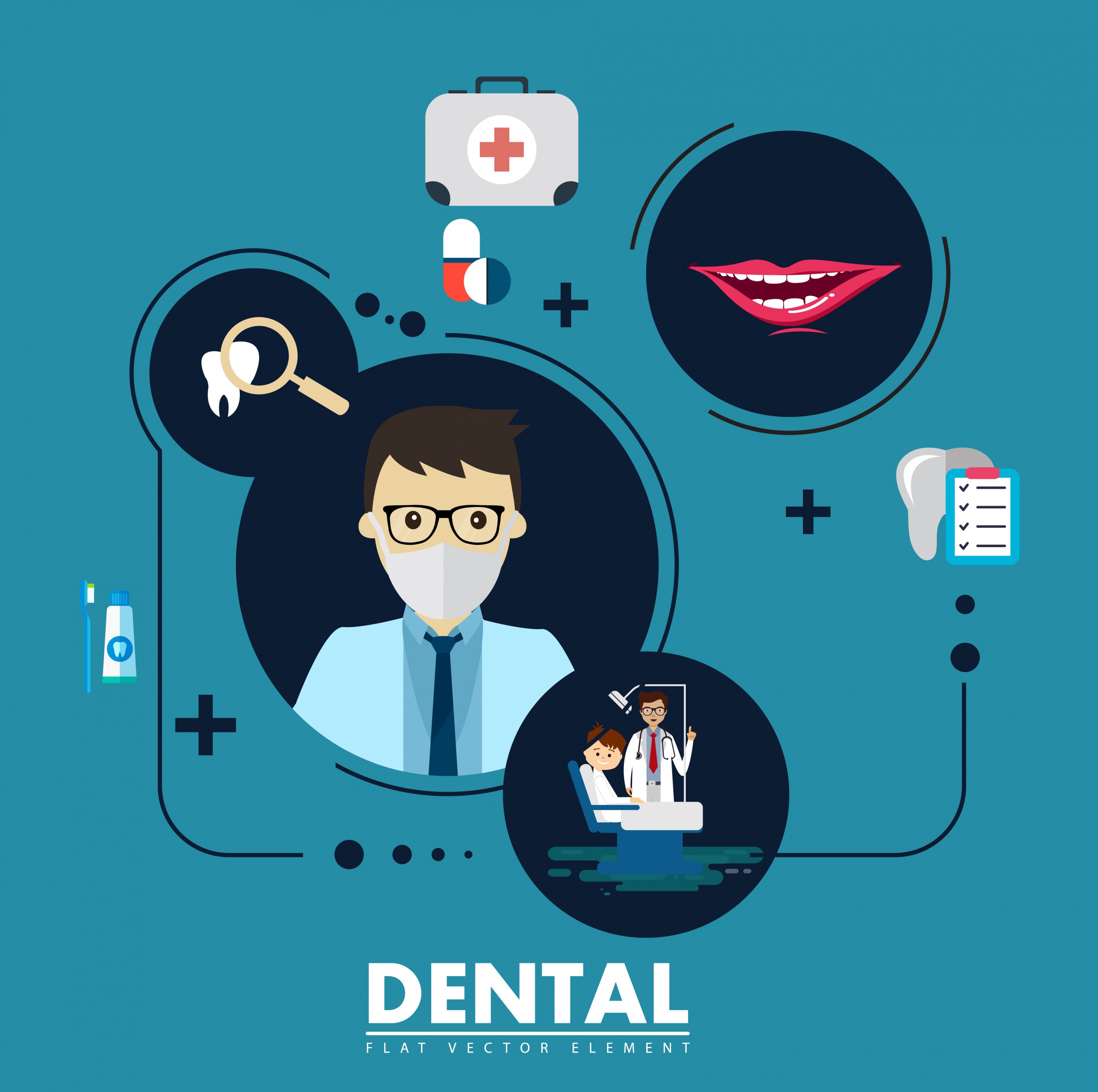 dental design elements various flat symbols