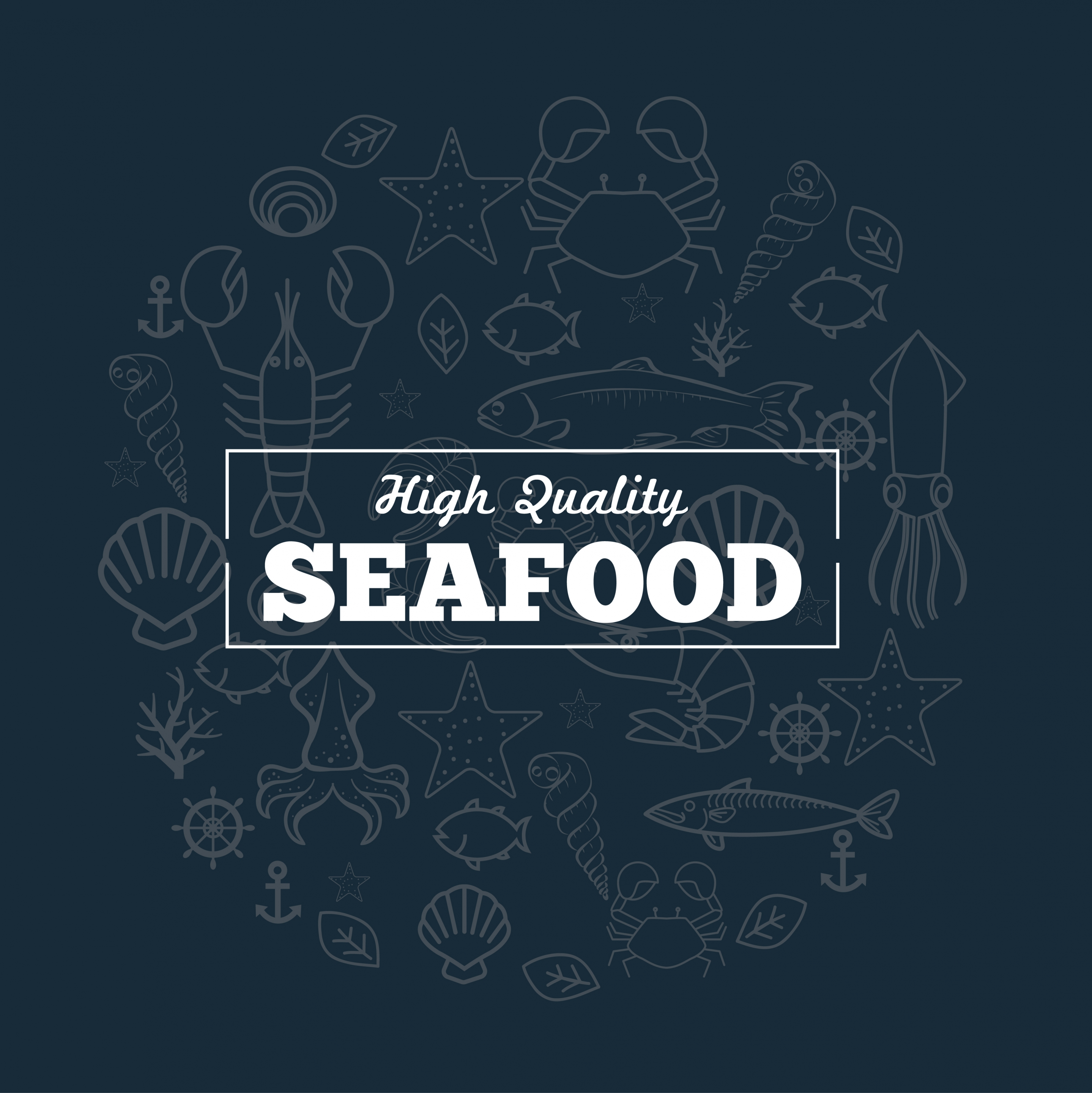 seafood promotion banner marine species sketch background