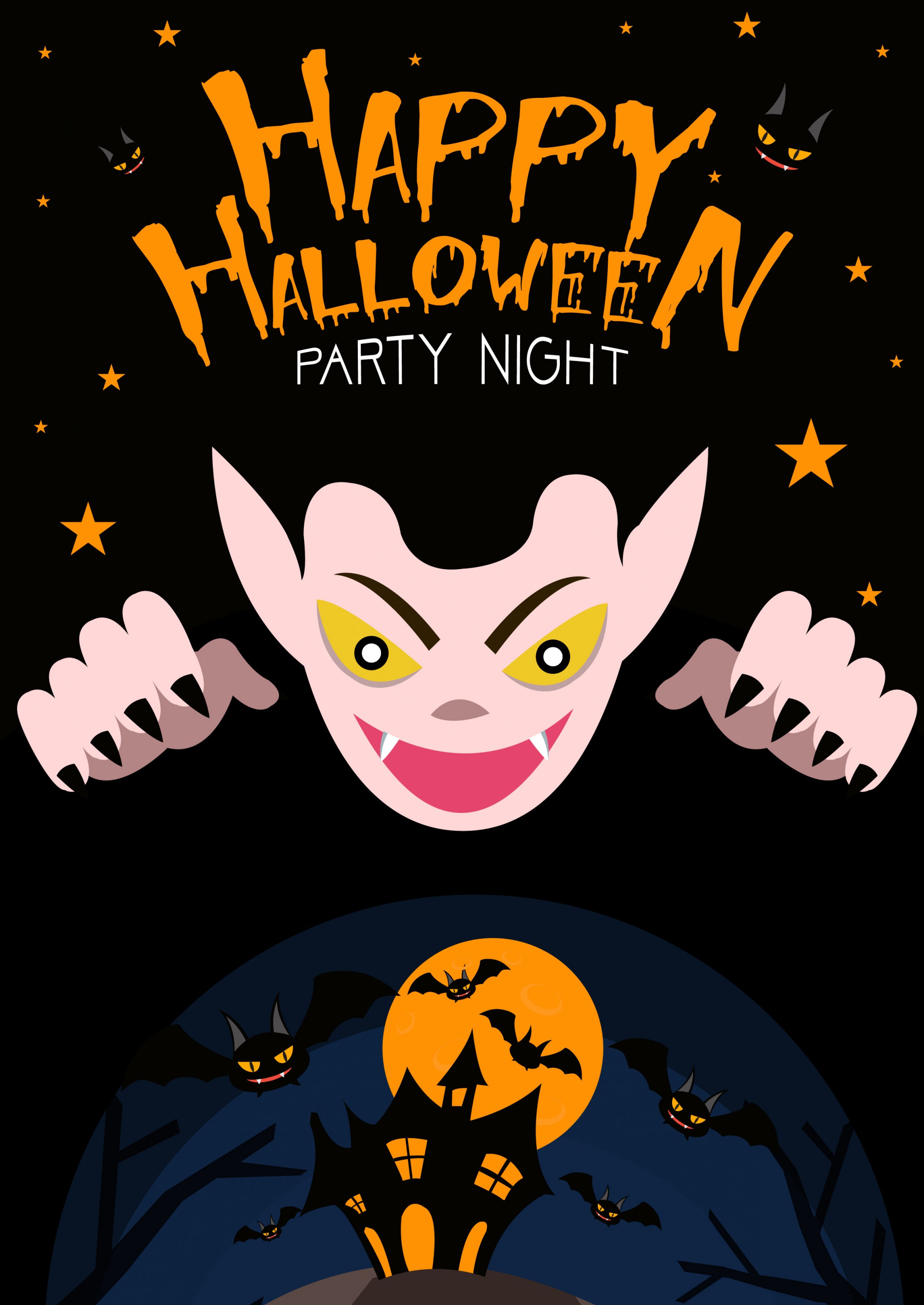 halloween party banner scary evil bats dark decoration