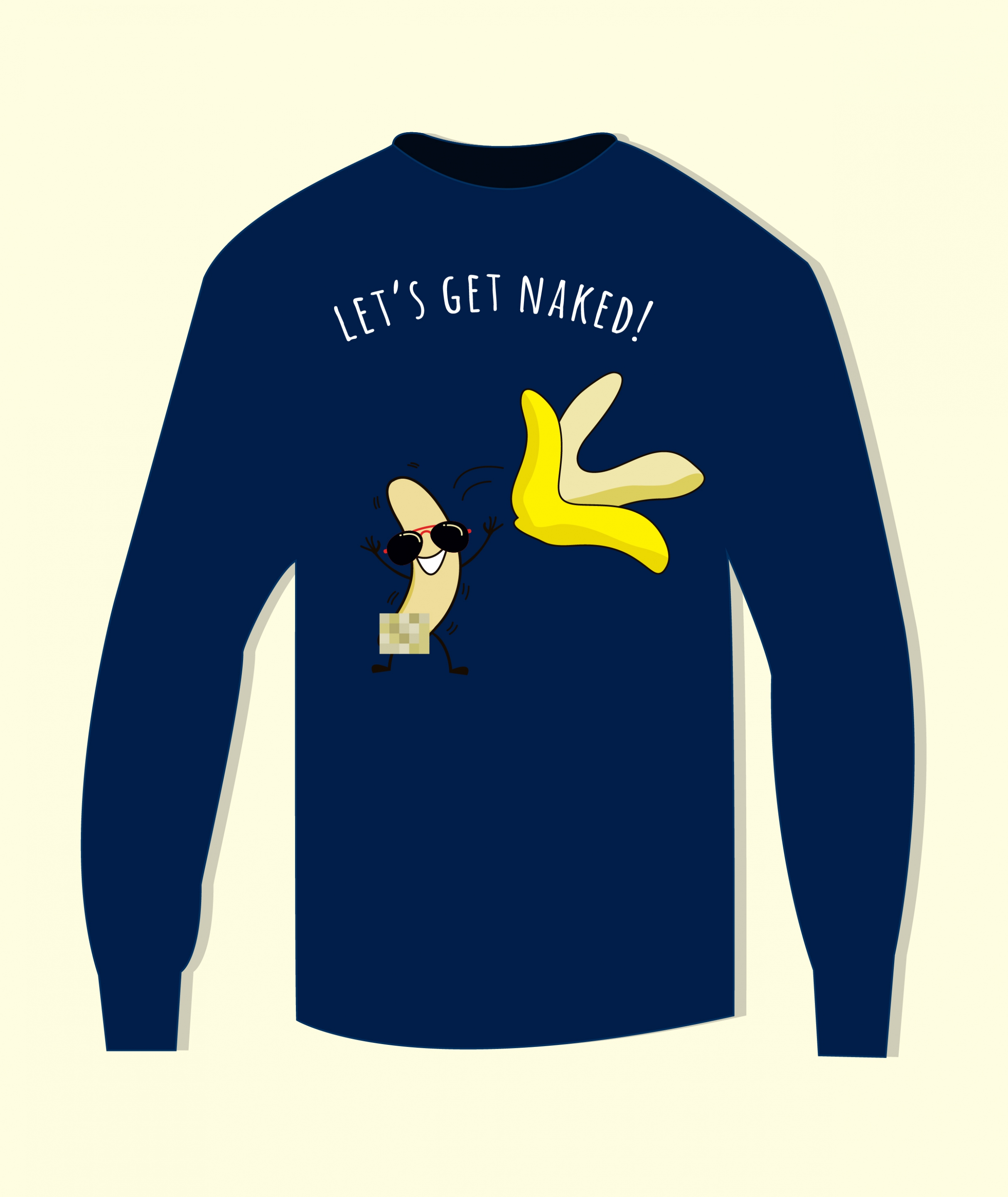 pullover design funny stylized banana icon decor