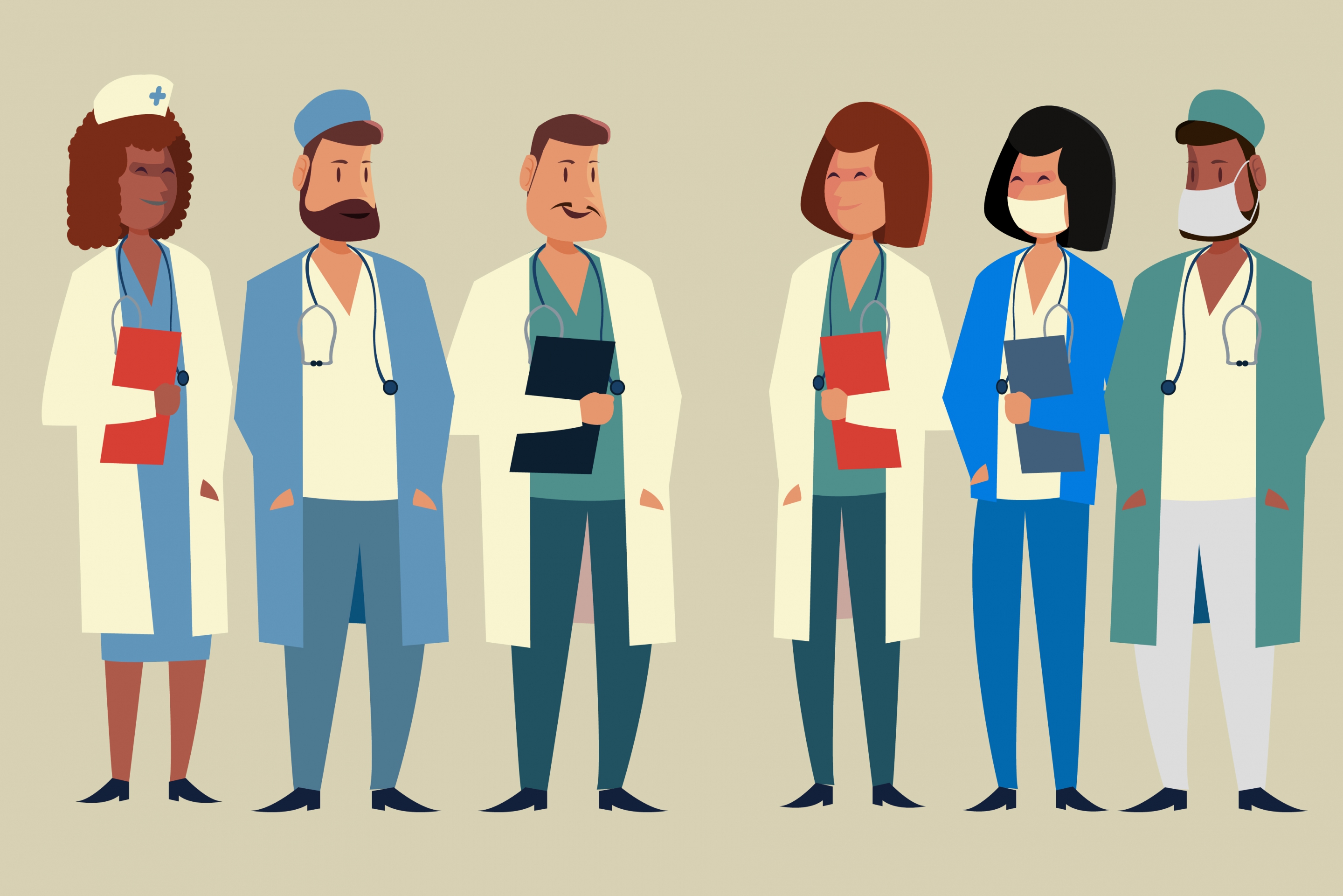 medical personnel icons various costumes design