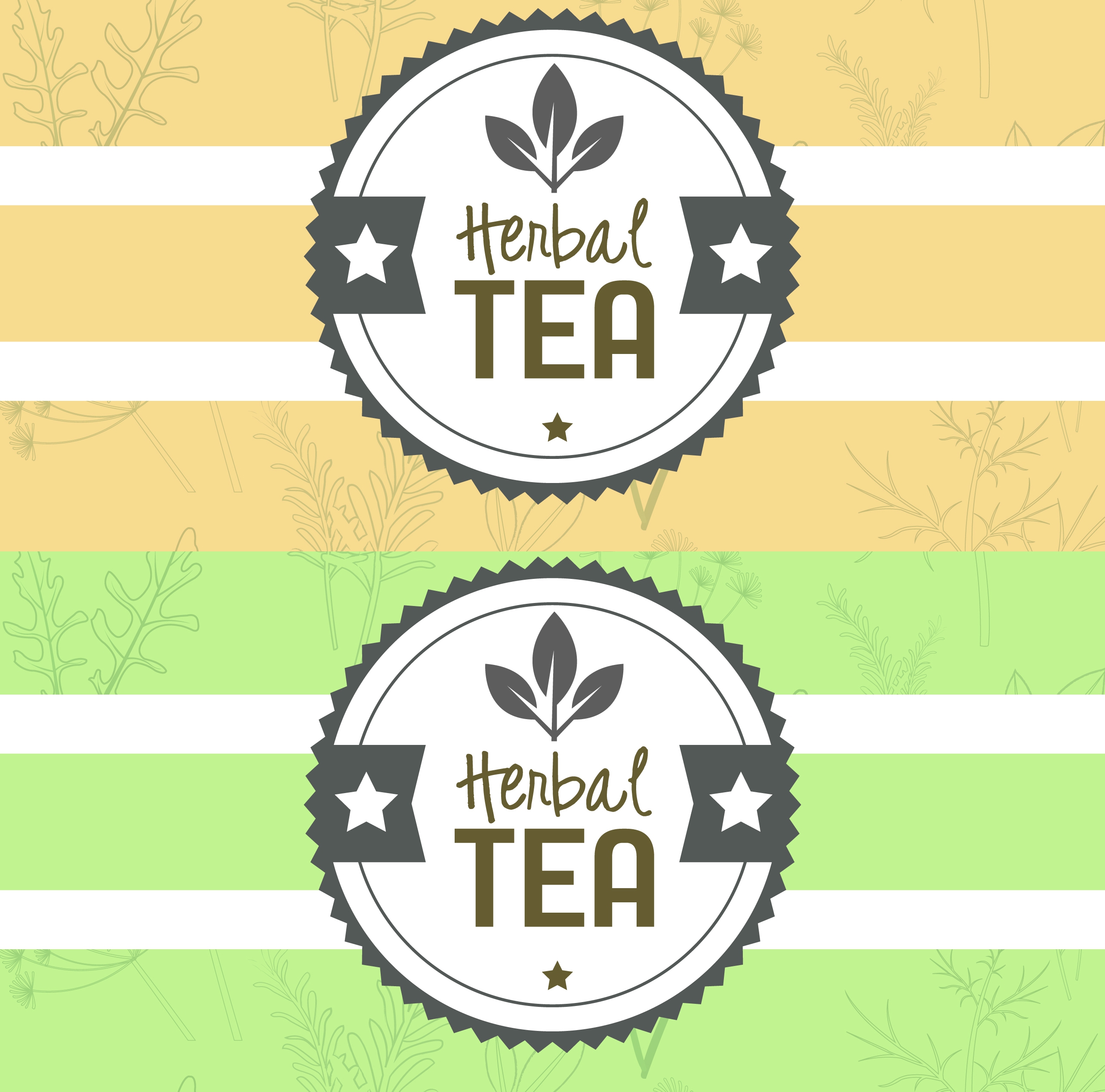 herbal tea stamp template flat serrated round design