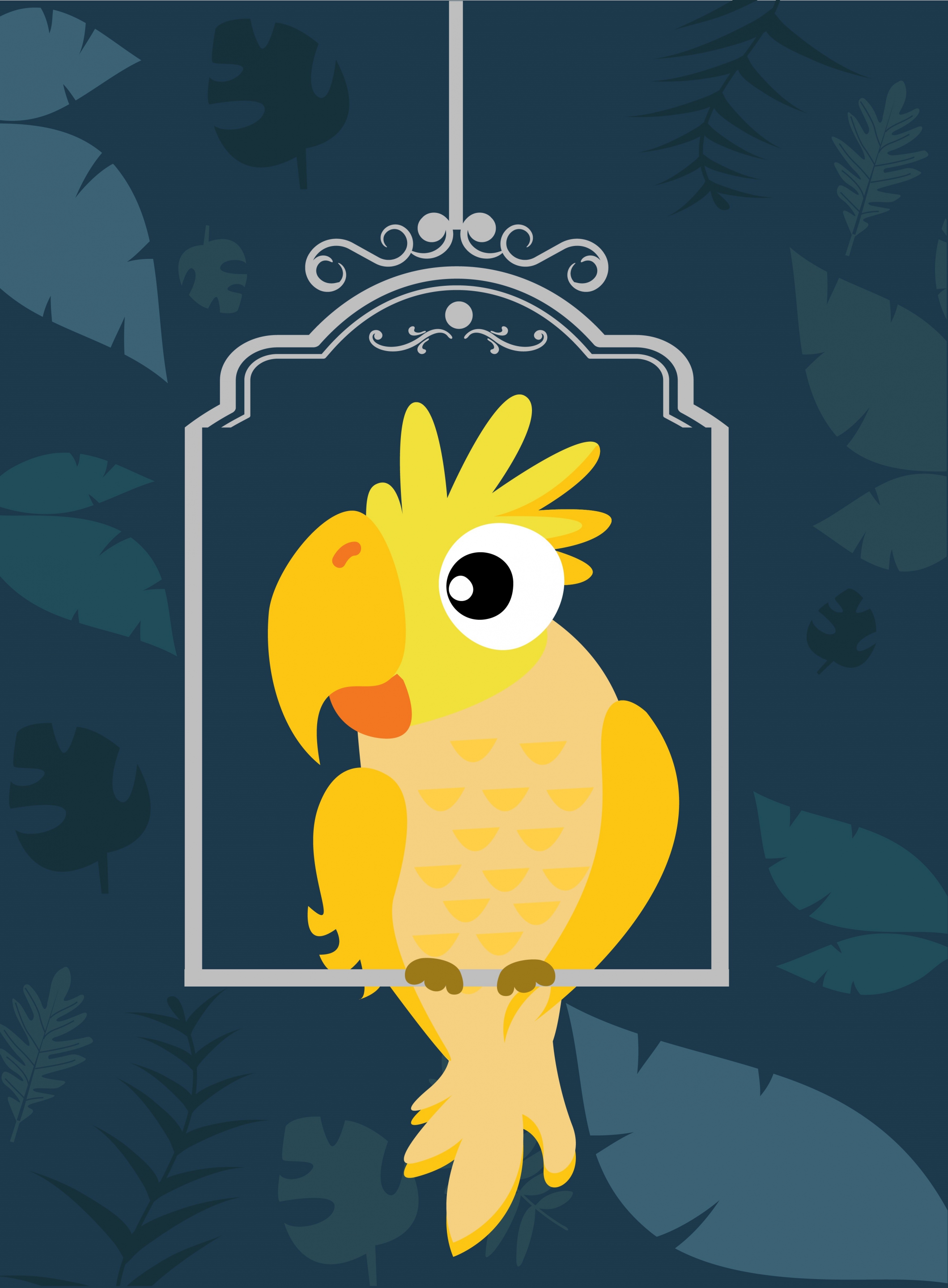 tropical parrot background flat design leaves decoration