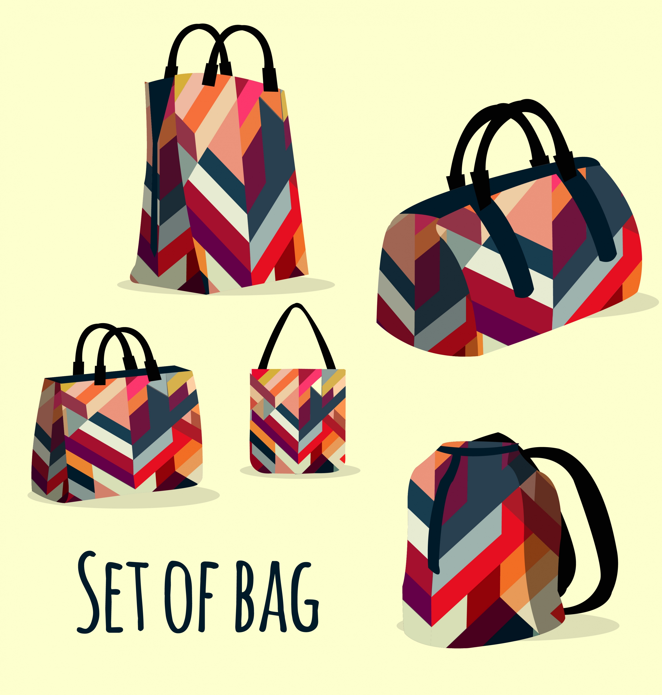 bags templates colorful abstract pattern design