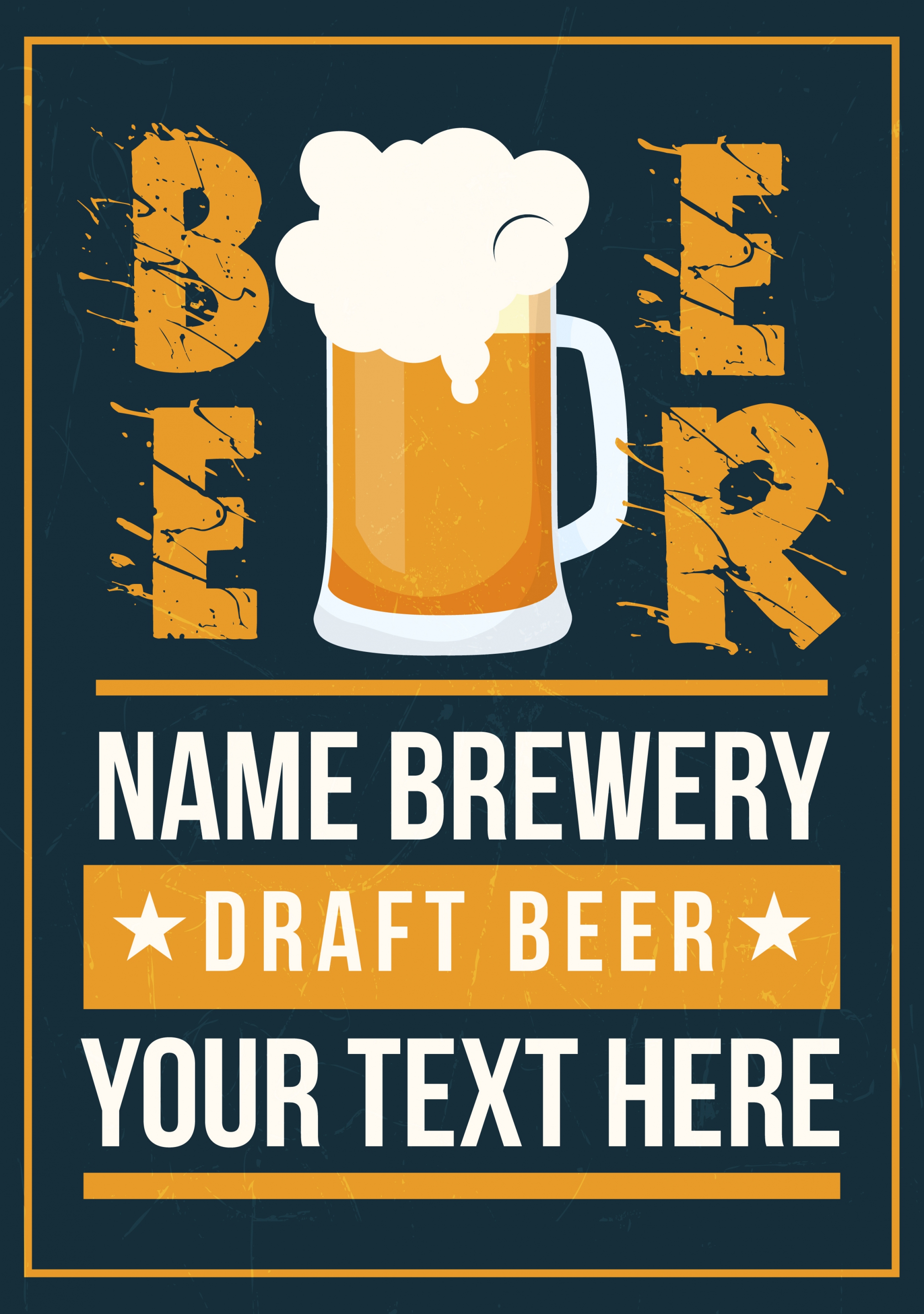 beer advertisement template retro design texts foam glass