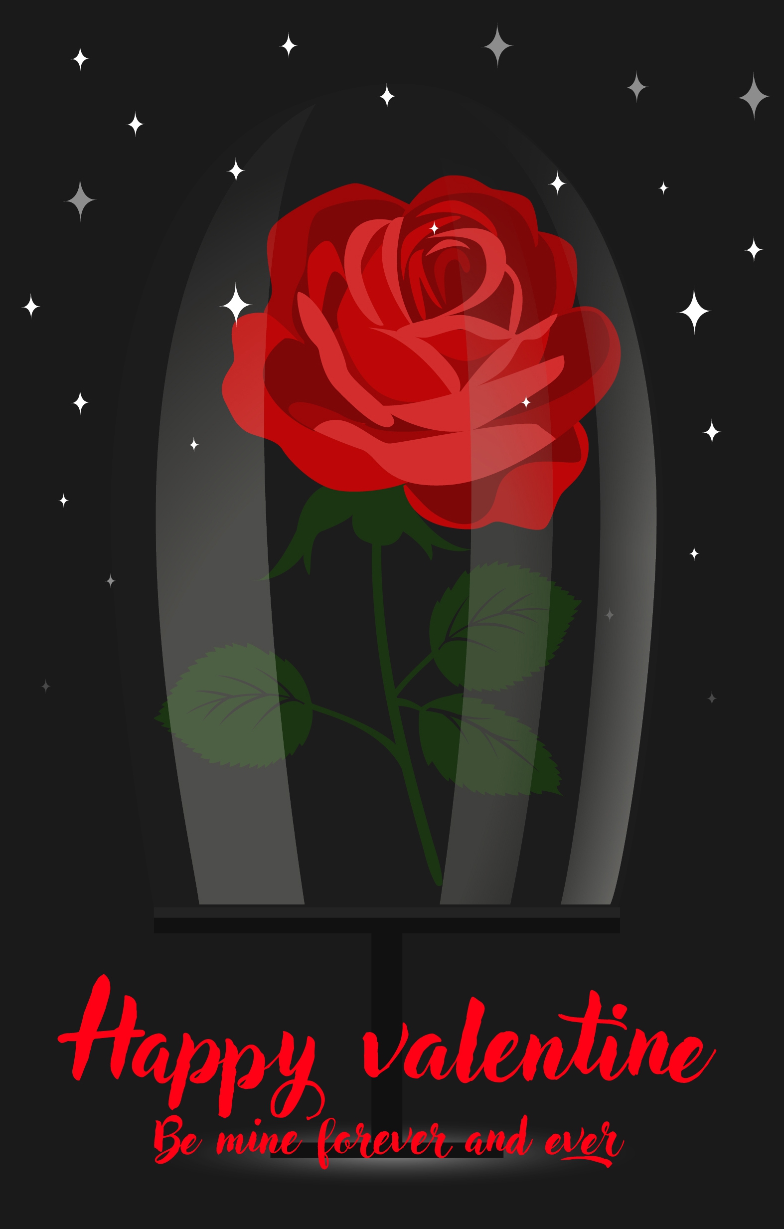 valentine background red rose icon sparkling dark backdrop