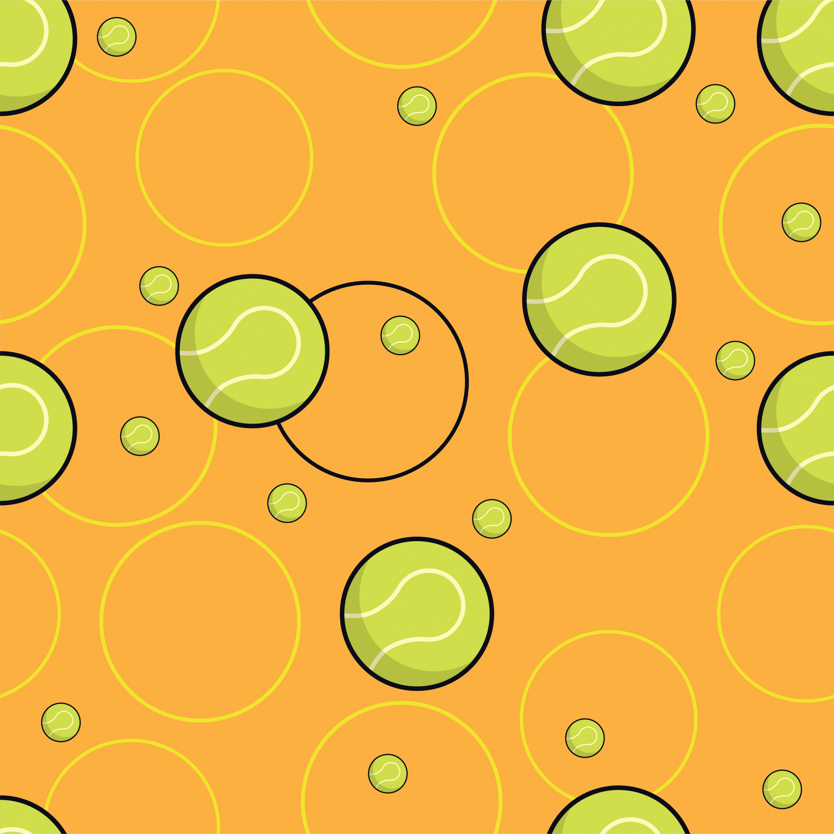 tennis balls background colored flat design repeating style