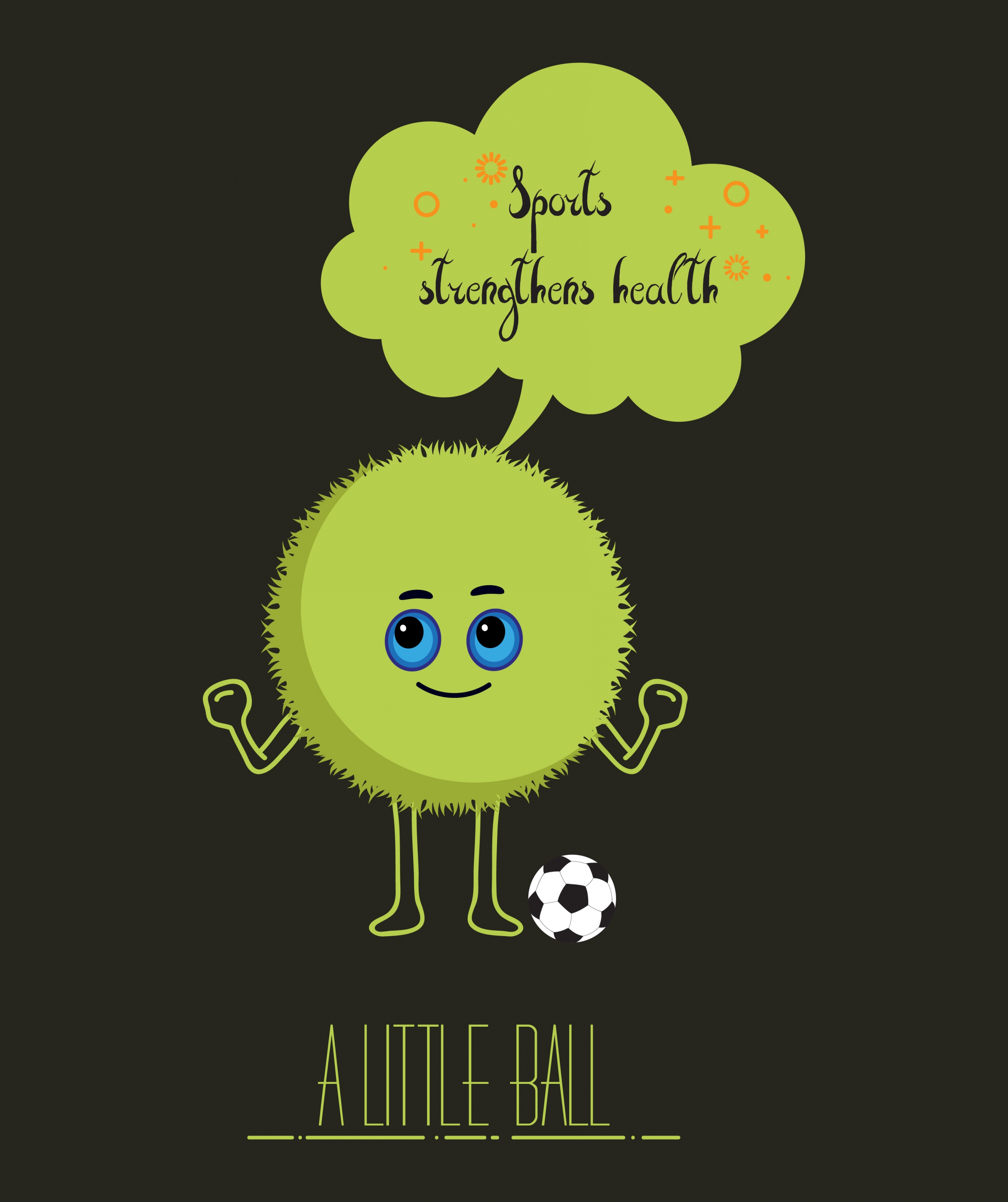 sports promotion banner cute stylized green ball icon