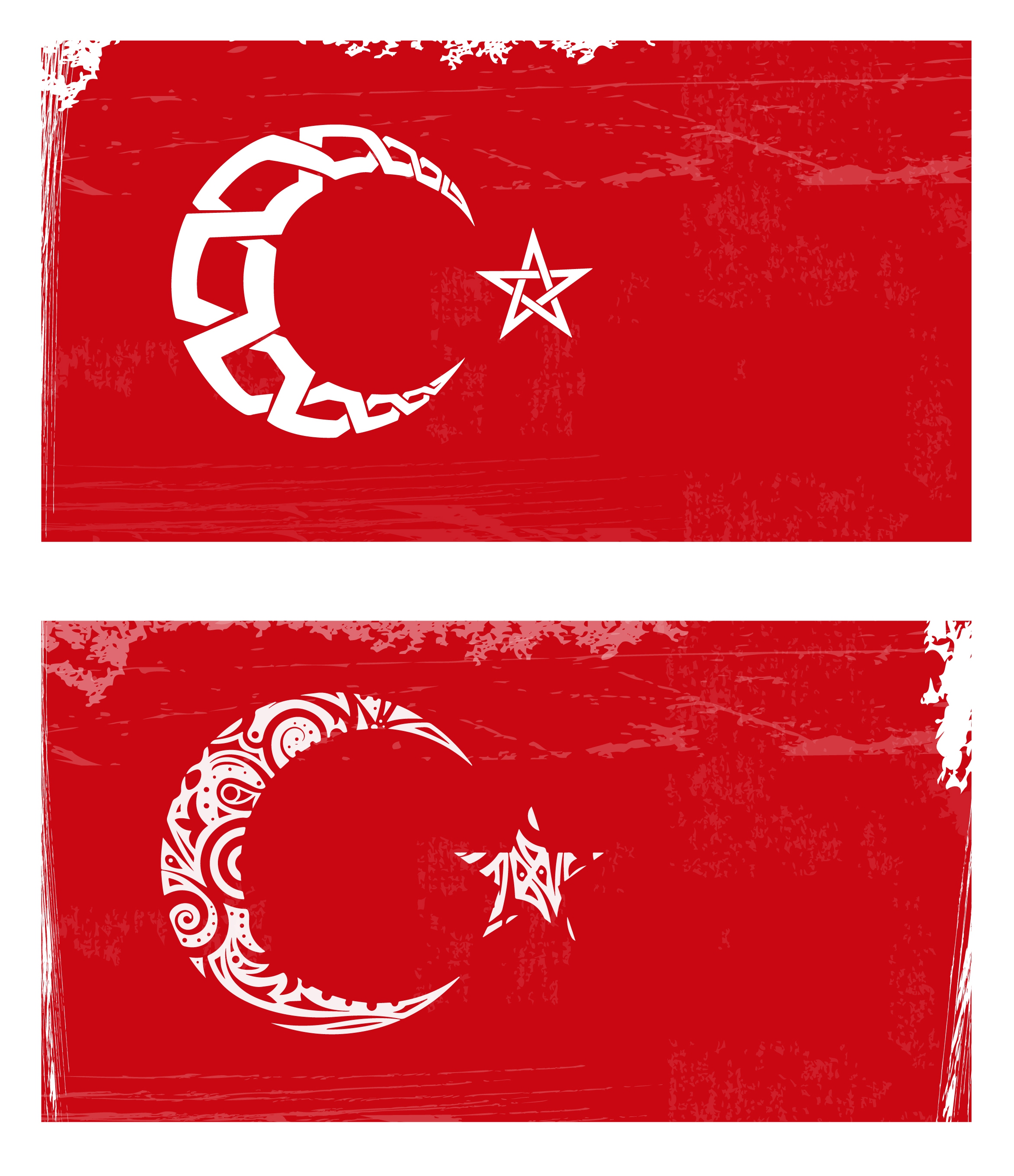 flag design red retro decor moon star icons