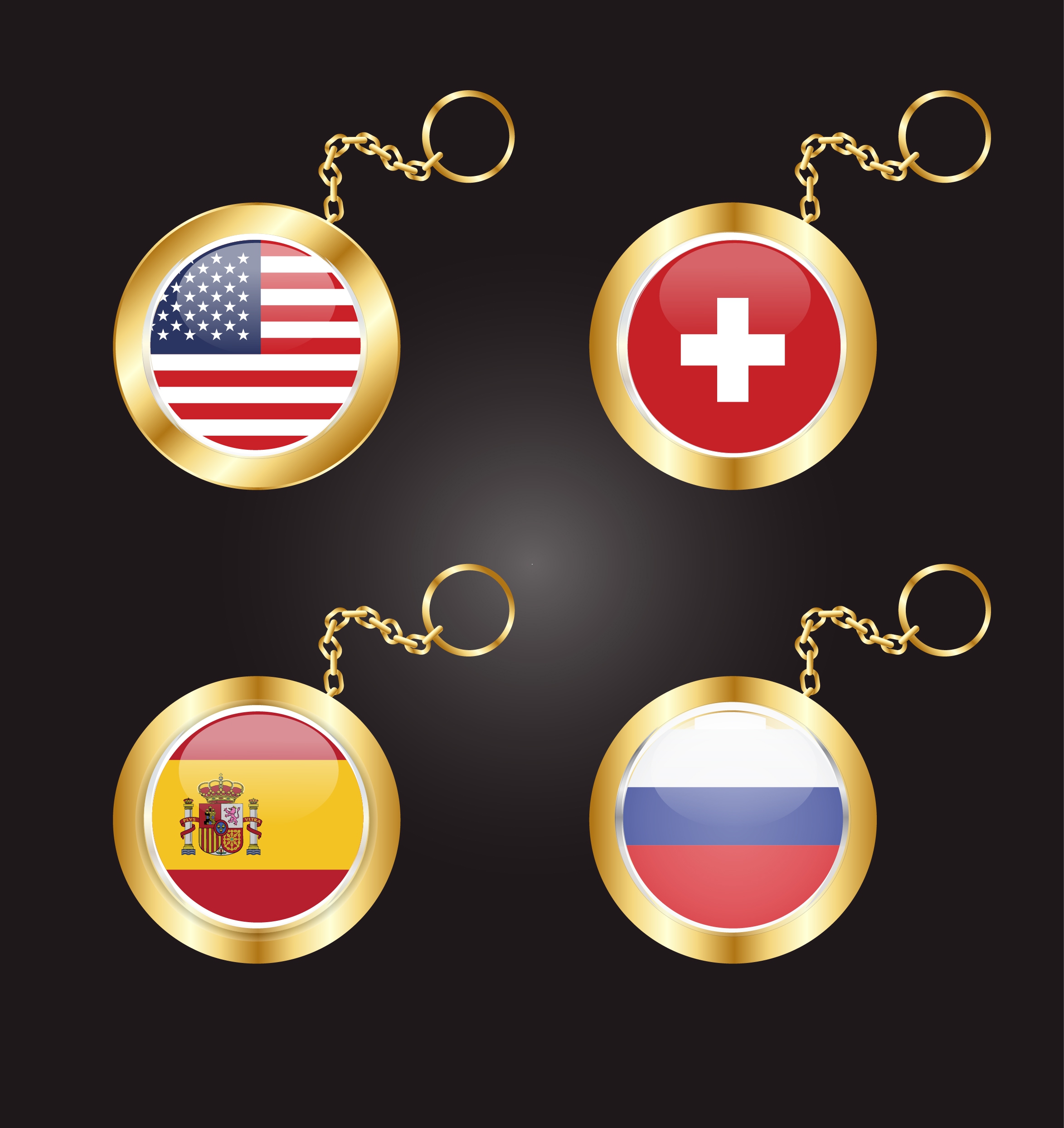 souvenir medal templates shiny round design flags decor