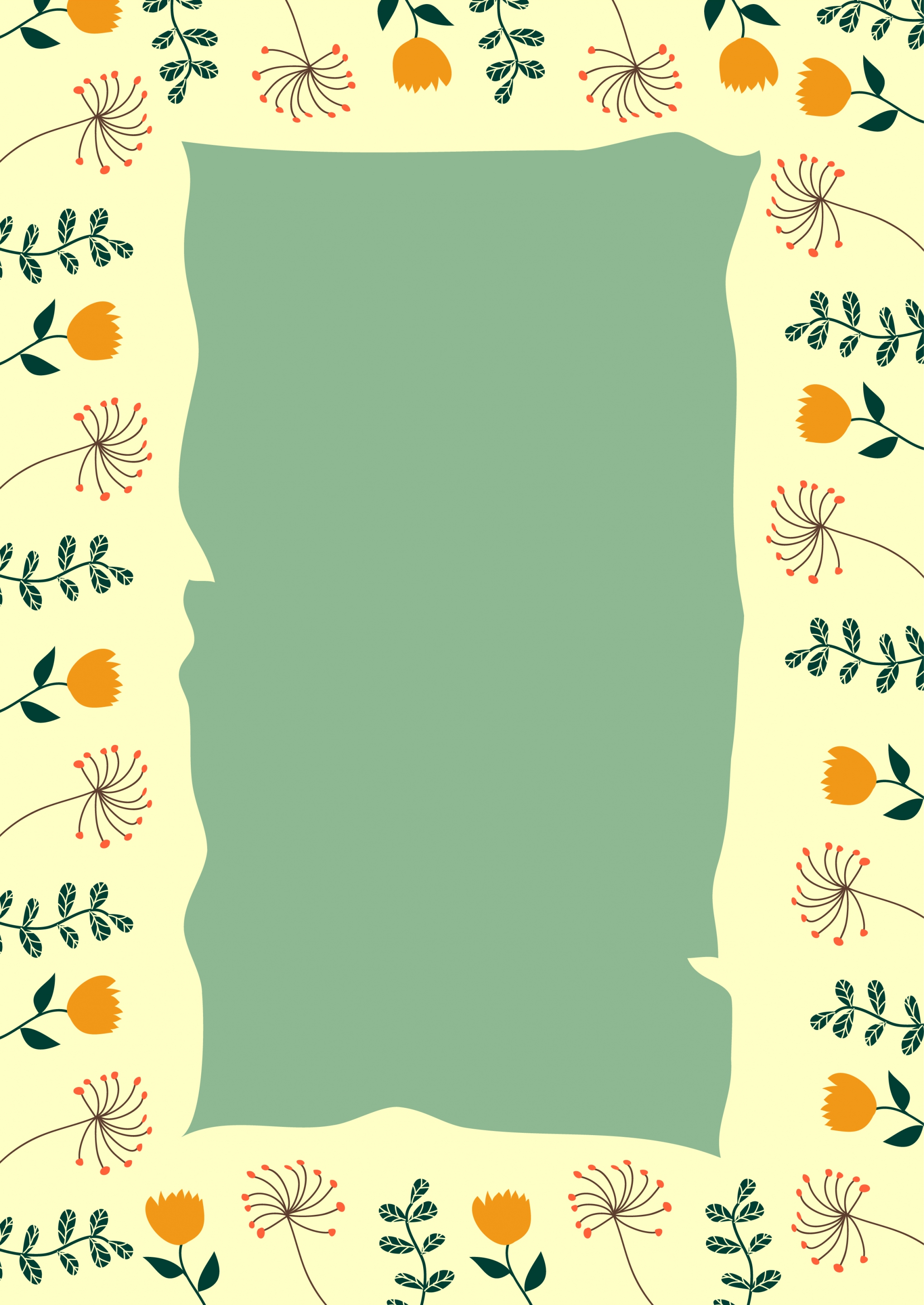 border template natural flower decoration colored repeating style