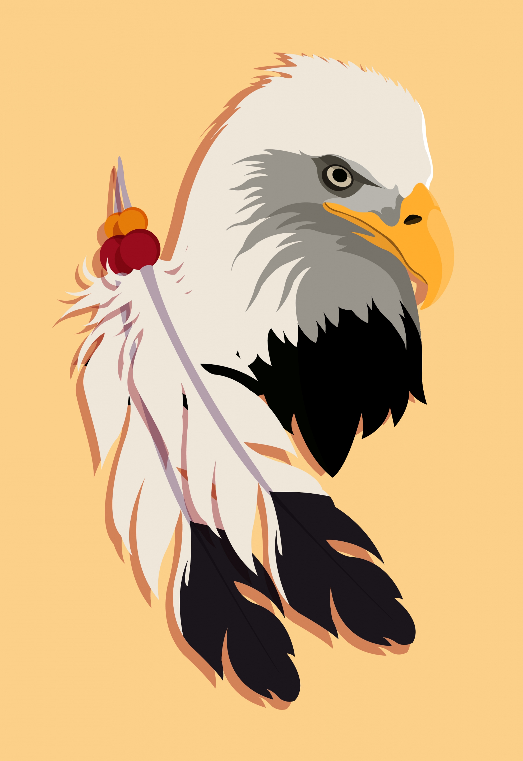 eagle head icon feather decoration colored flat design