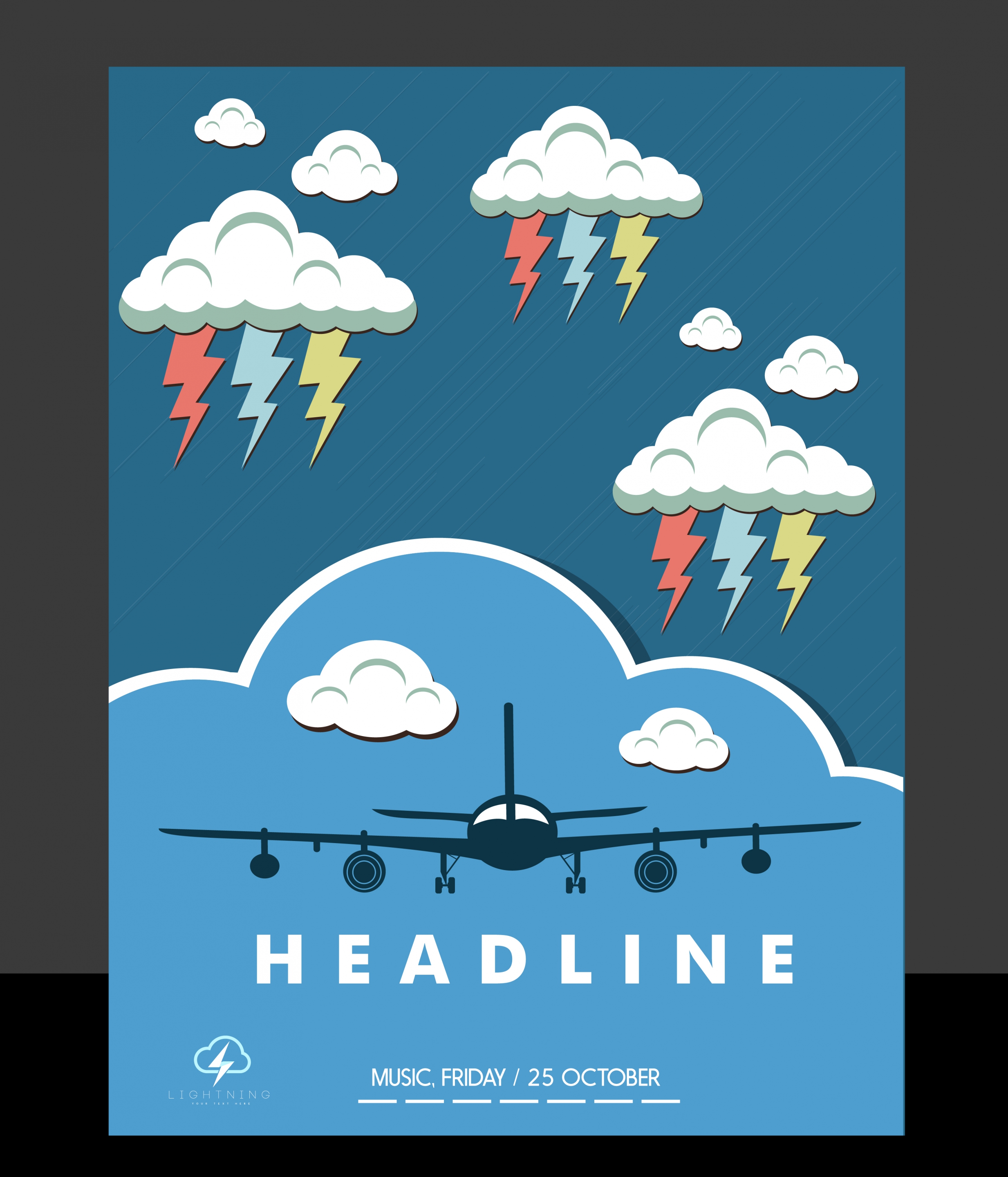 leaflet template airplane cloud lightning icons decoration