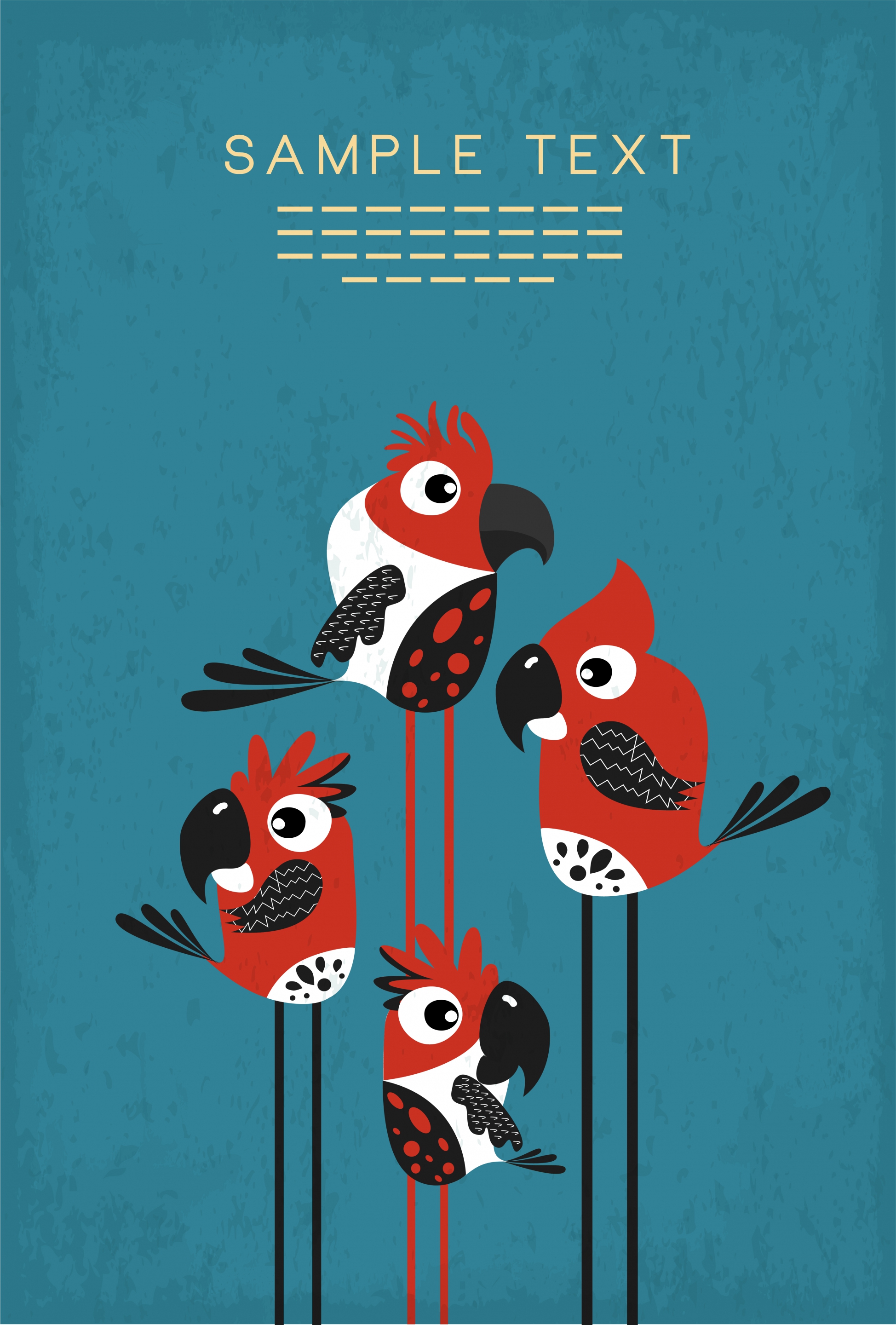 parrots background colored cartoon style