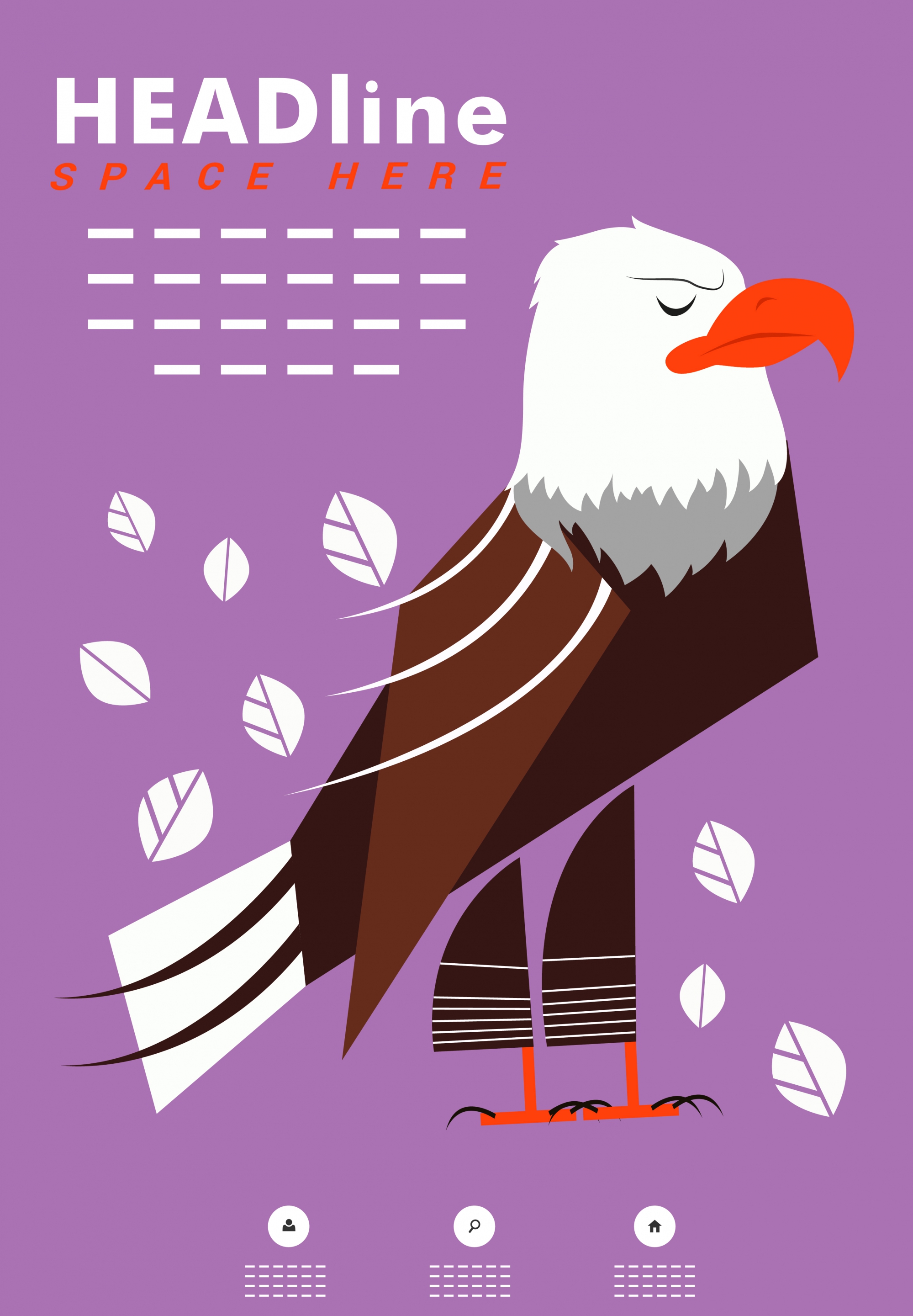 banner template eagle icon colored cartoon style