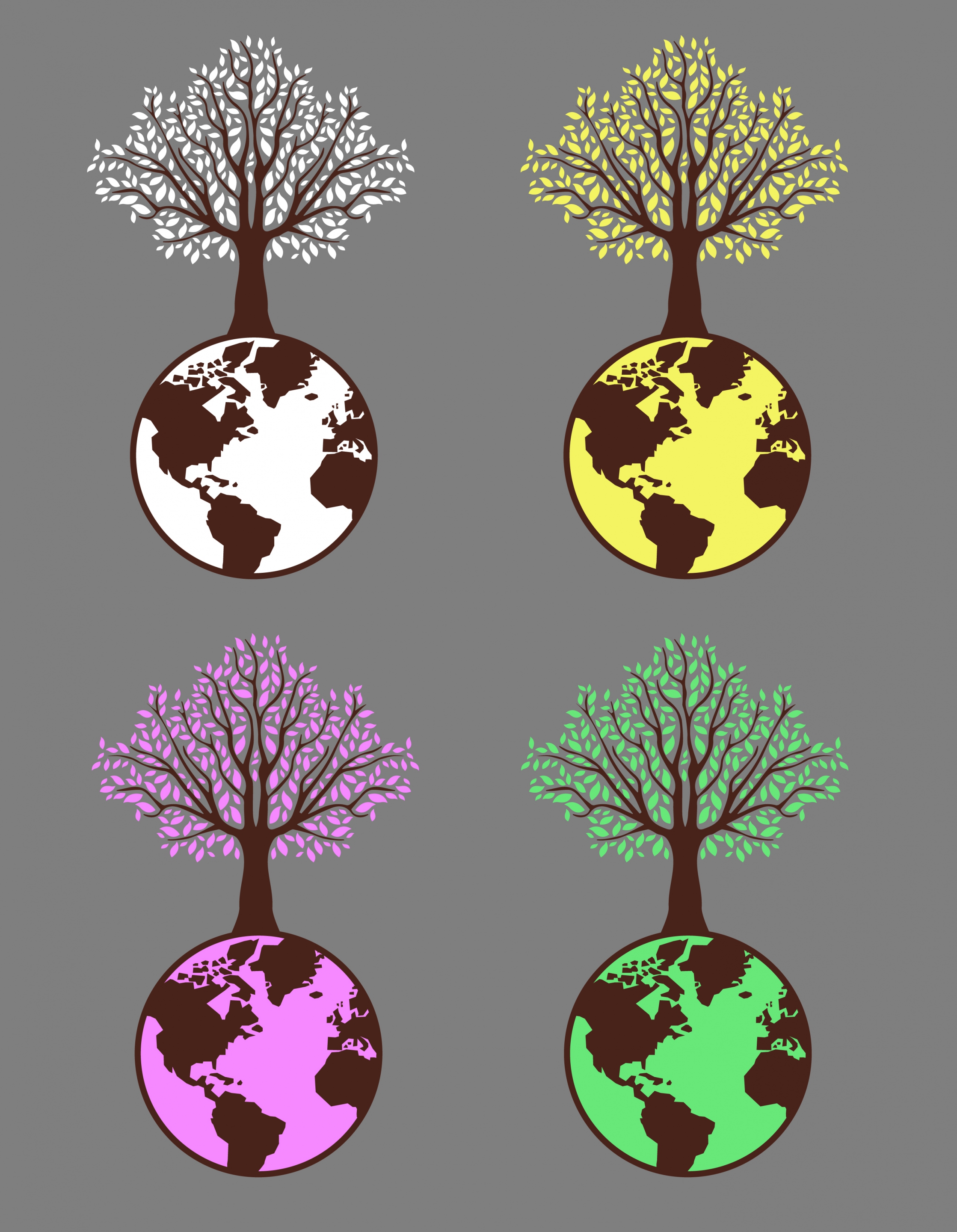 eco design elements tree earth icons isolation