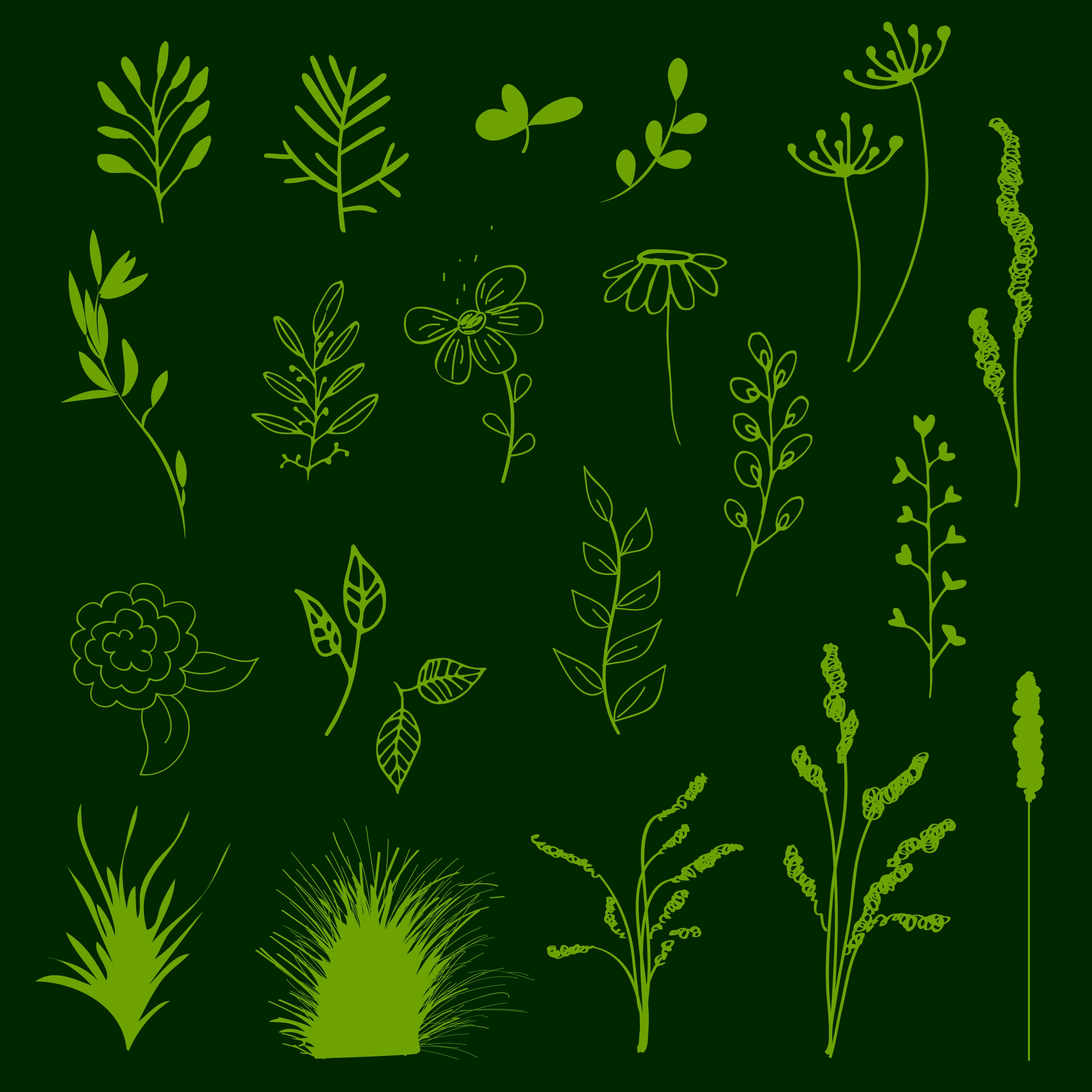 flowers background various flat types isolation green decoration