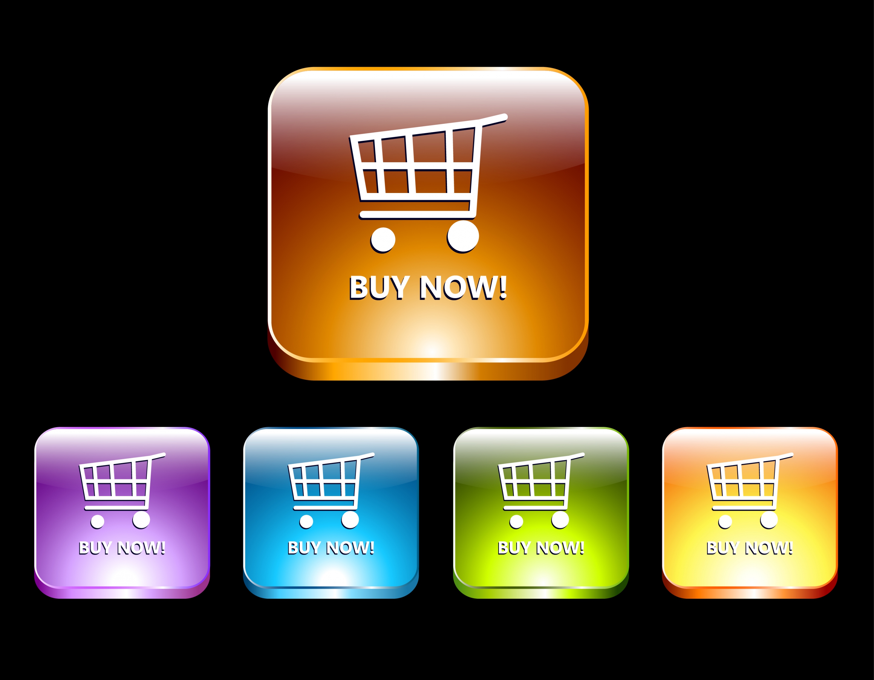 ecommerce buttons collection colorful shiny squares isolation