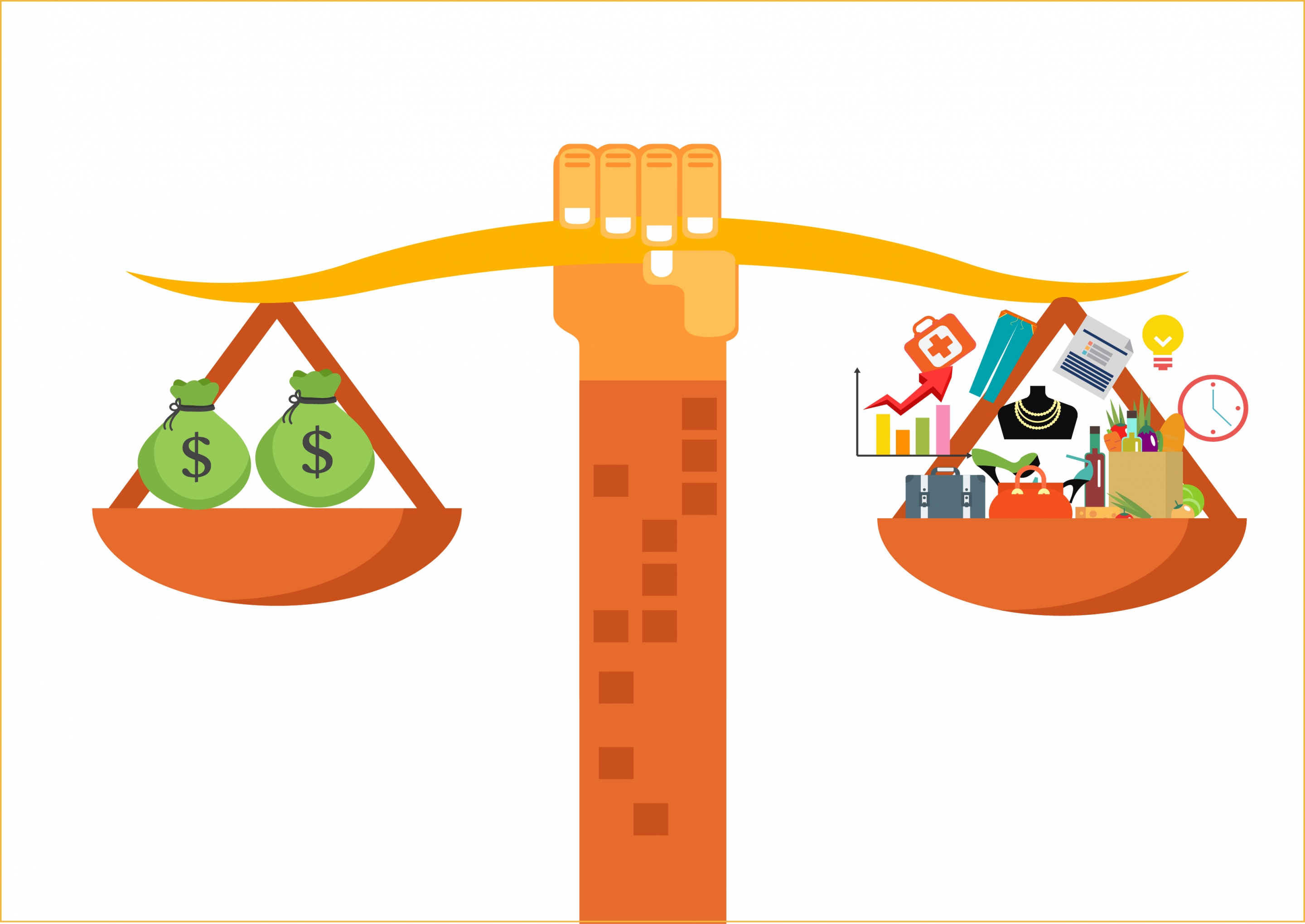 demand and income concept balance icon