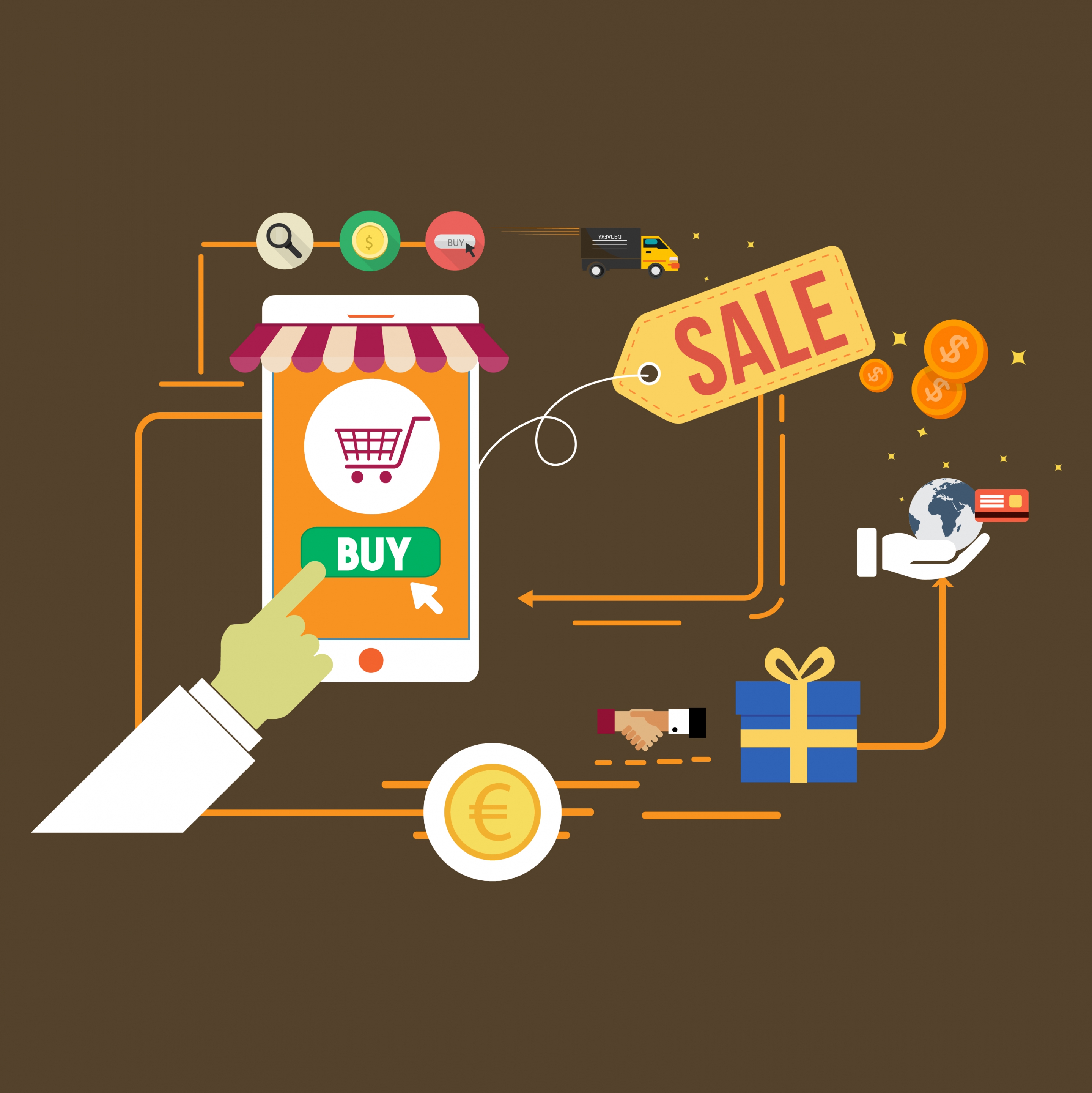 online sales concept flat design buying process decor