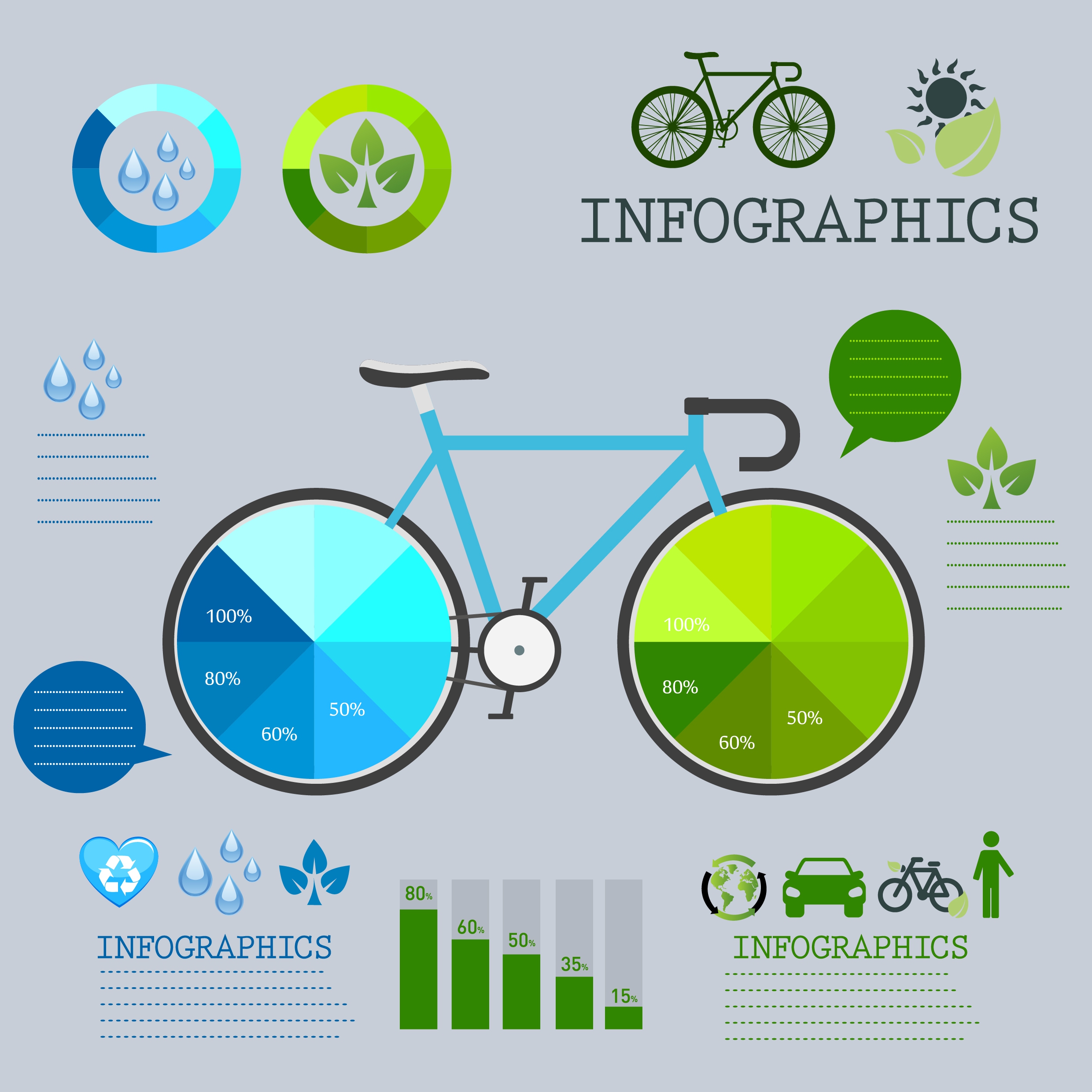 ecology infographic template vehicle icons flat decoration